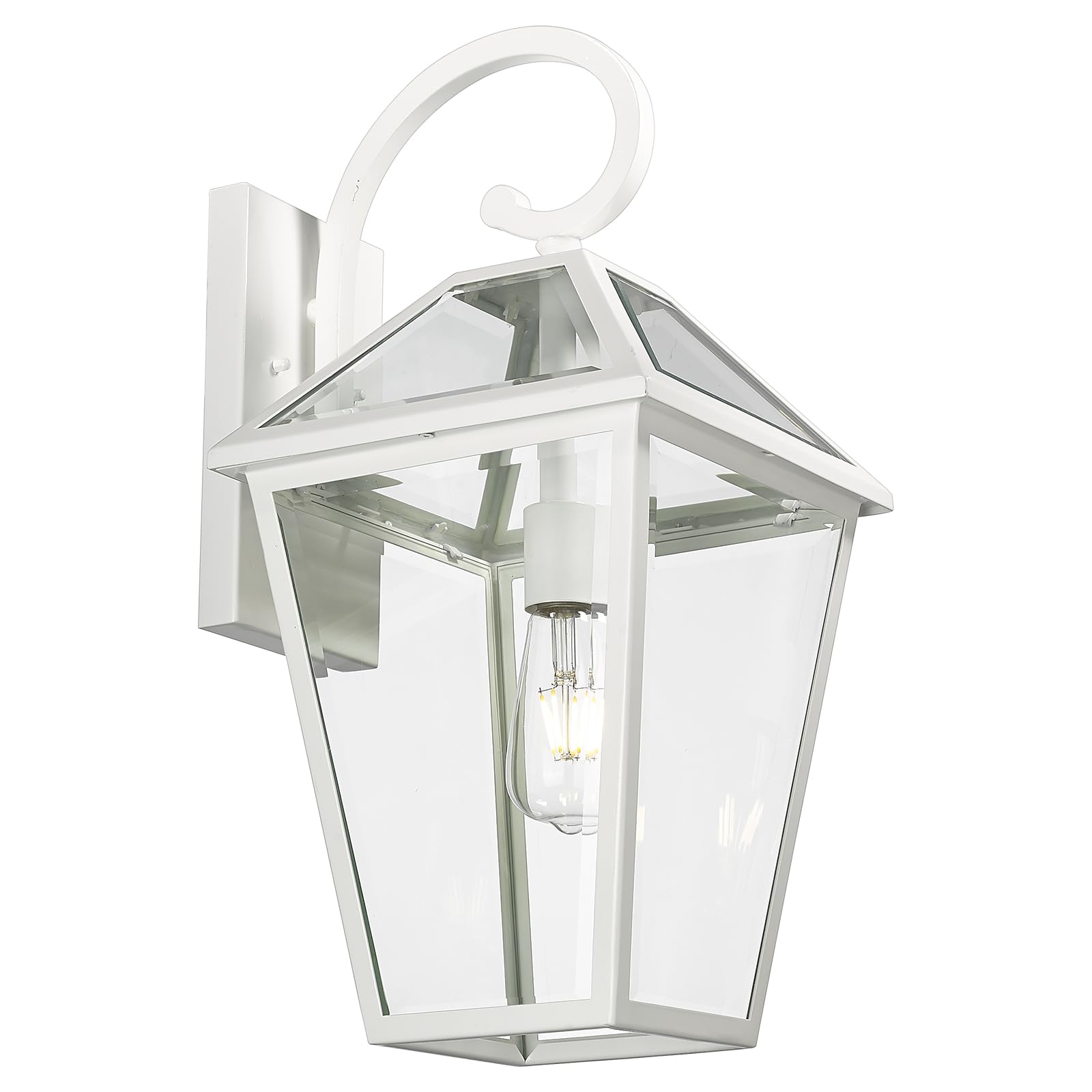 Luminzone Waterproof Outdoor Wall Lanterns, White Aluminum Sconce With Clear Glass ??? Patio