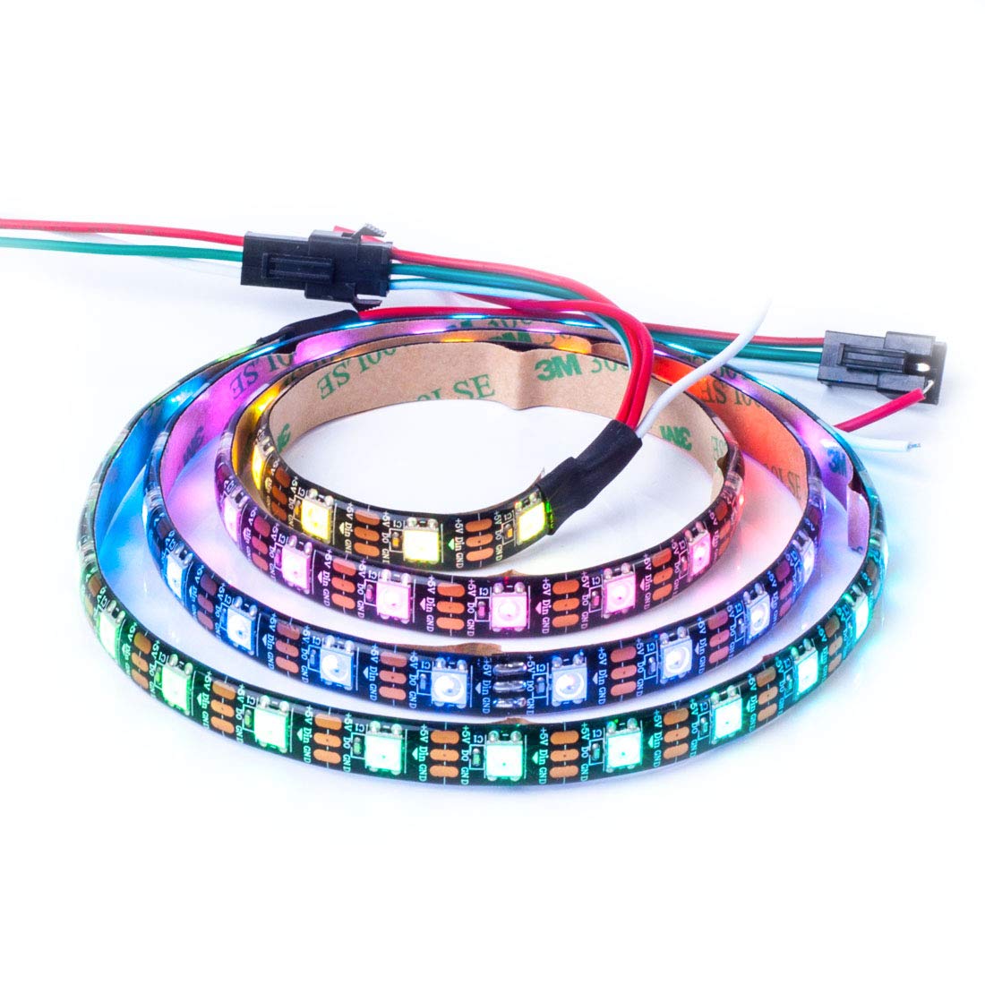 BTF-LIGHTING WS2812B RGB LED Strip 3.3FT 60Pixels/m IP65 Black Flexible Dream Color