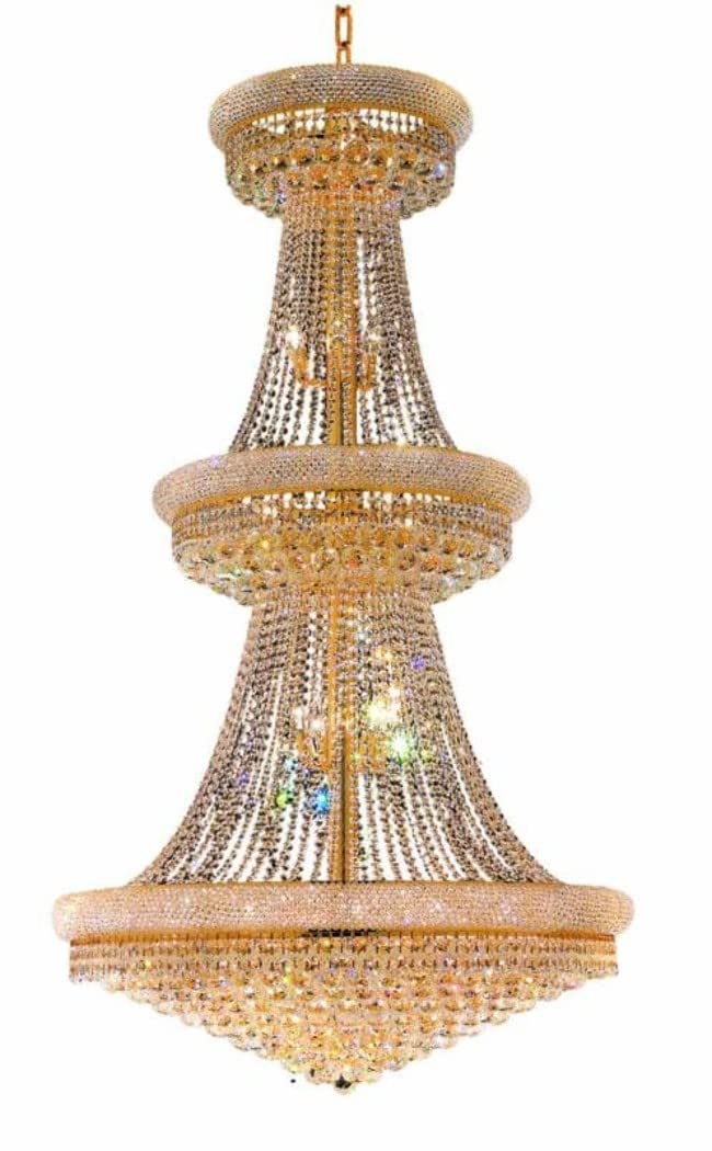 Elegant Lighting 1800 Primo Collection Large Chandelier 42" D x 72" H -38 Light,Gold Finish with Royal Cut Crystals