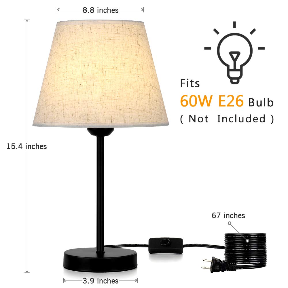 Vrisa Table Lamp For Bedroom Set Of 2 Small Bedside Lamp With Fabric Shade Modern Nightstand Lamp Minimalist Desk Lamp For Living Room Study Room Office Kids Room