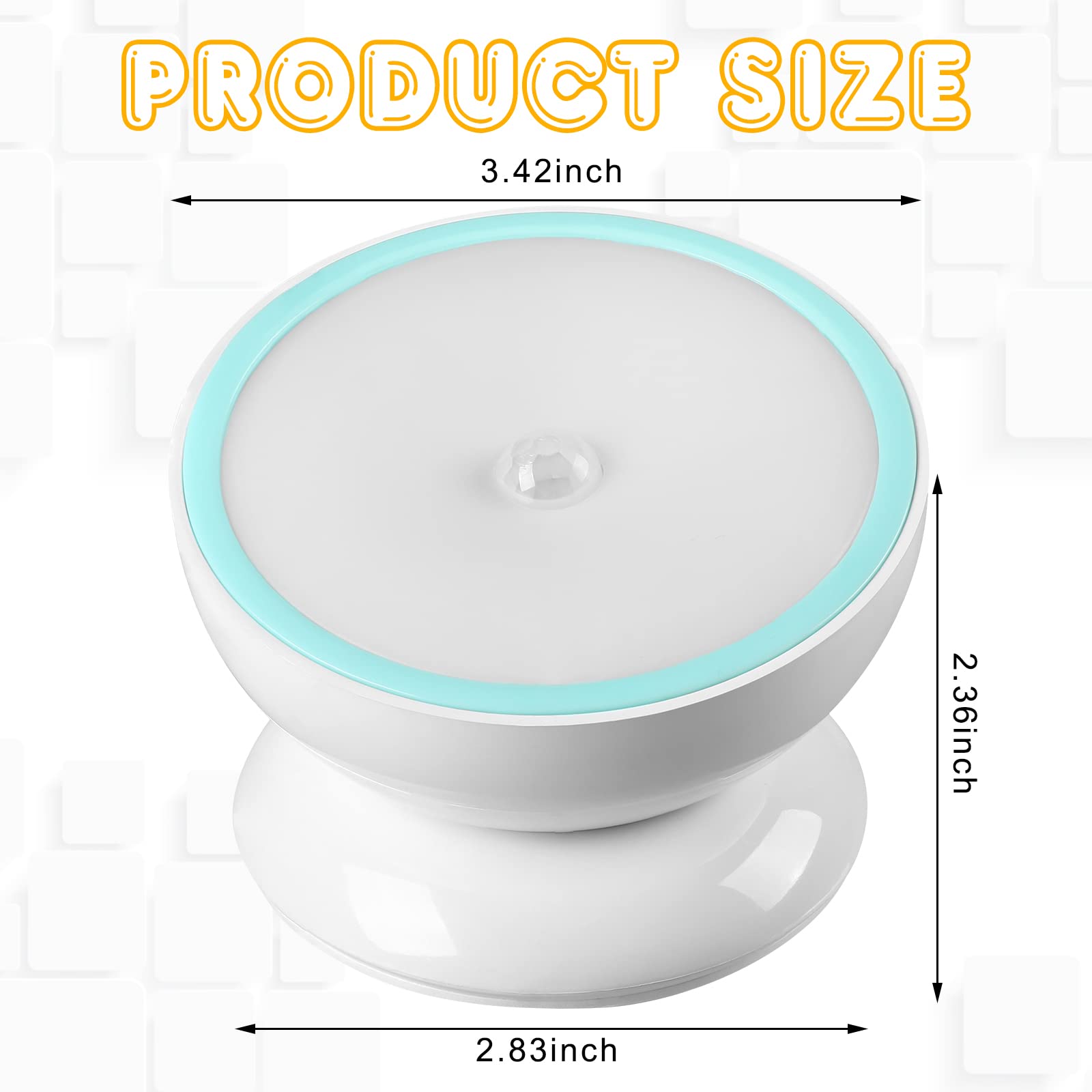 Kathfly 2 Pieces Motion Sensor Night Lights Led Cordless Puck Lights Small Wall Lights With Rotating Base For Cruise Cabin Hallway Bedroom Kitchen Closet Stairway, White Light (Charging)