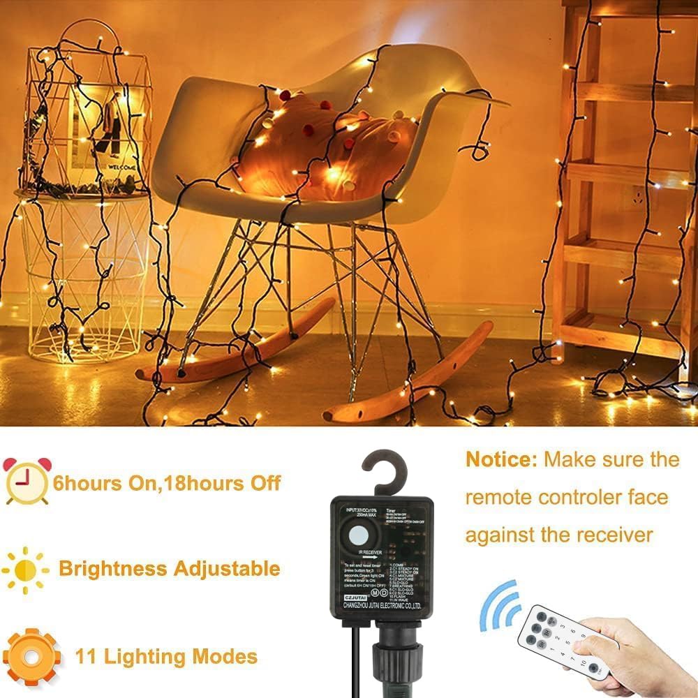 Vtechology 300Led Color Changing Christmas Lights, 105Ft Warm White To Multicolor, 11 Modes Outdoor String Lights For Holiday Decor