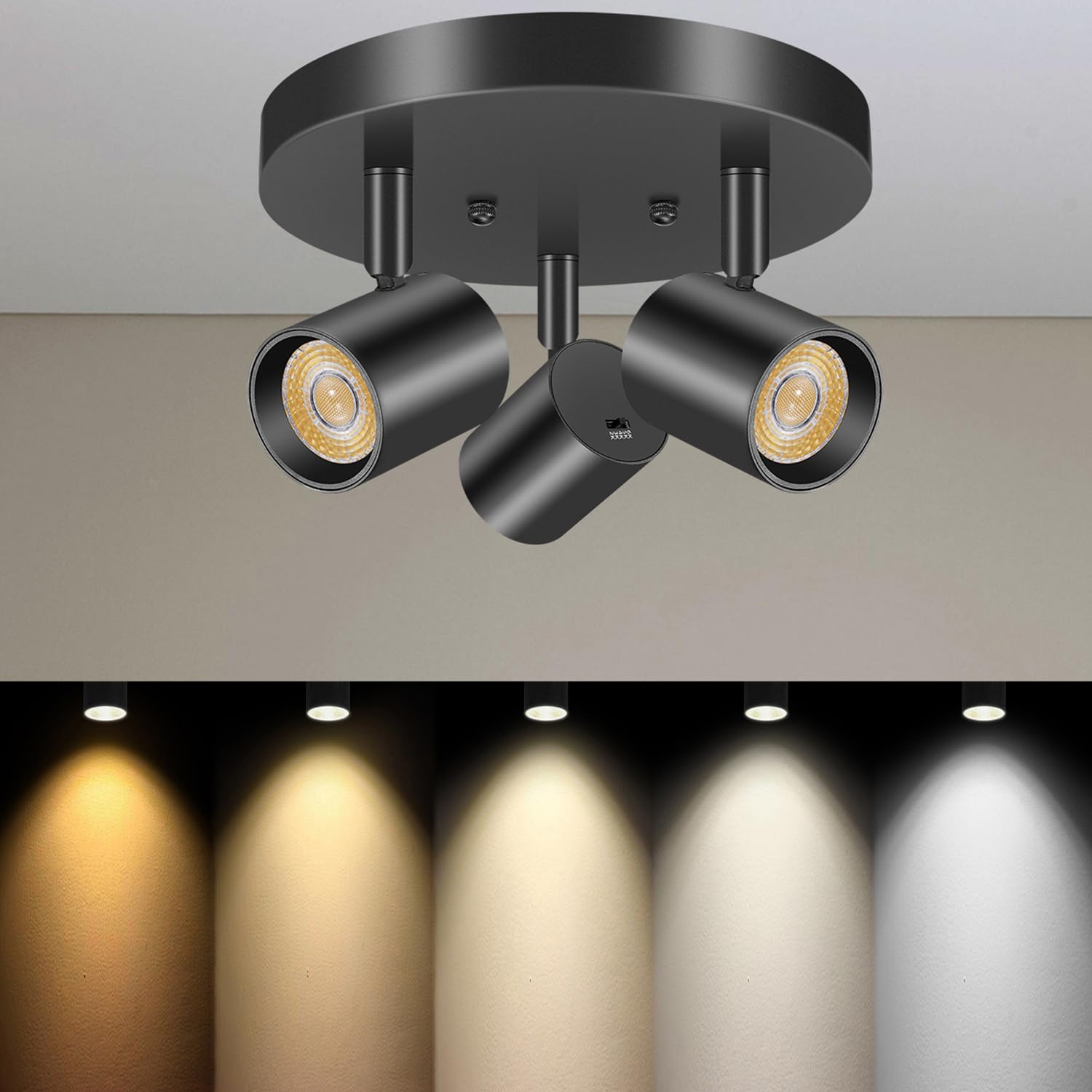 Vanoopee 5 Color 3 Light Led Ceiling Spot Light Indoor Flush Mount Directional Adjustable Spotlight Fixtures Close To Ceiling Fo