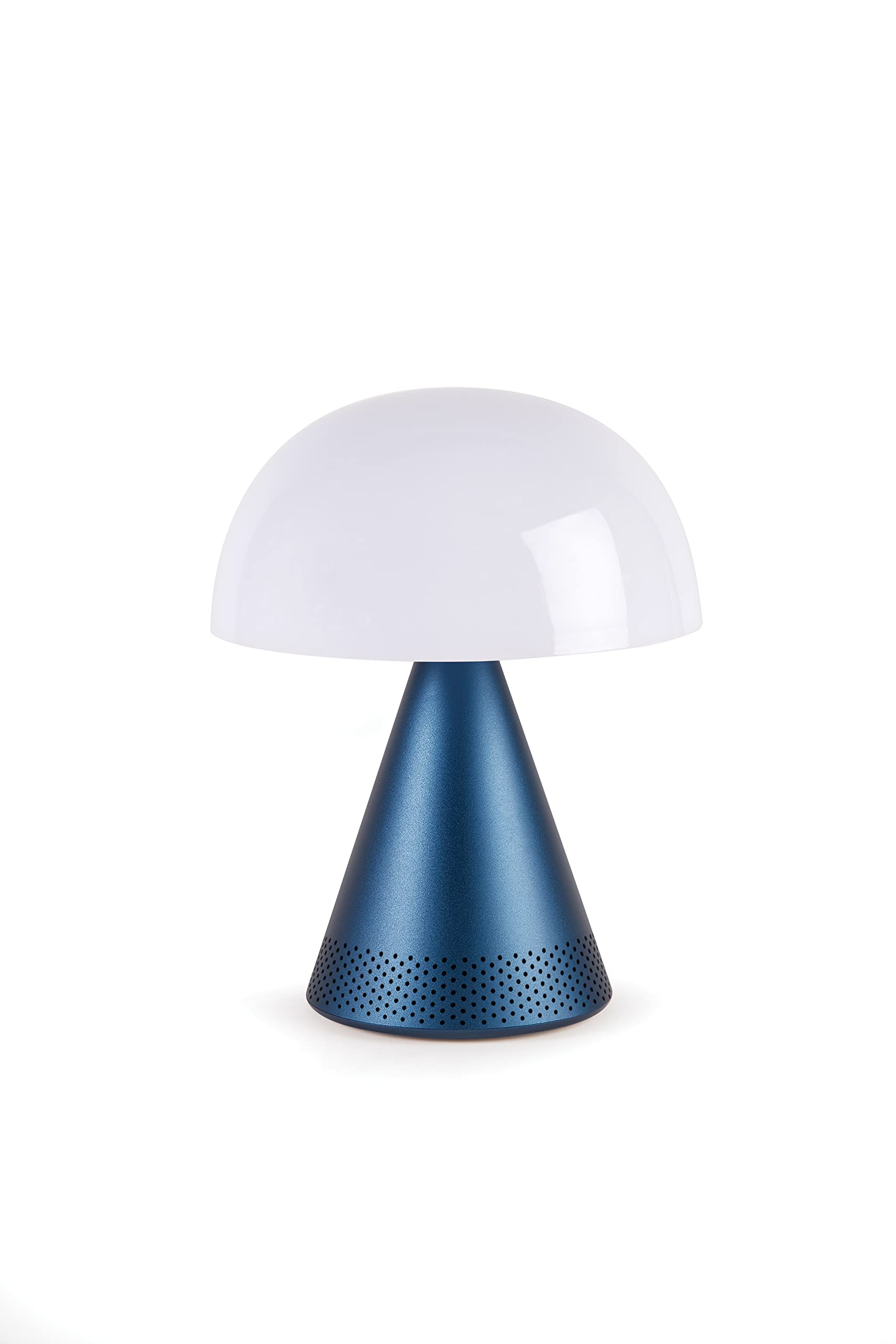 Lexon Mina L Audio Mushroom Lamp & Bluetooth Speaker, 9-LED Mood Light, Dark Blue, Model LH76MDB