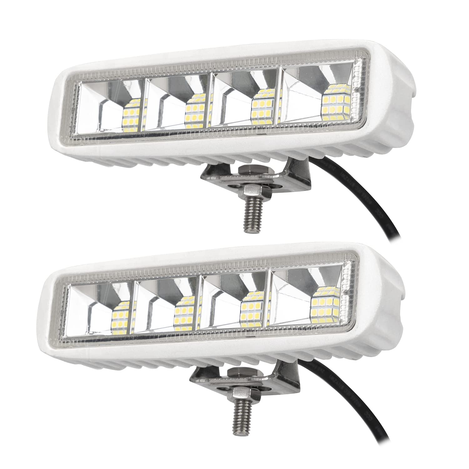Young Marine Waterproof 6 72W LED Boat Spotlights - 4000LM, 120 Flood Light, 2 Pack, 12/24 V