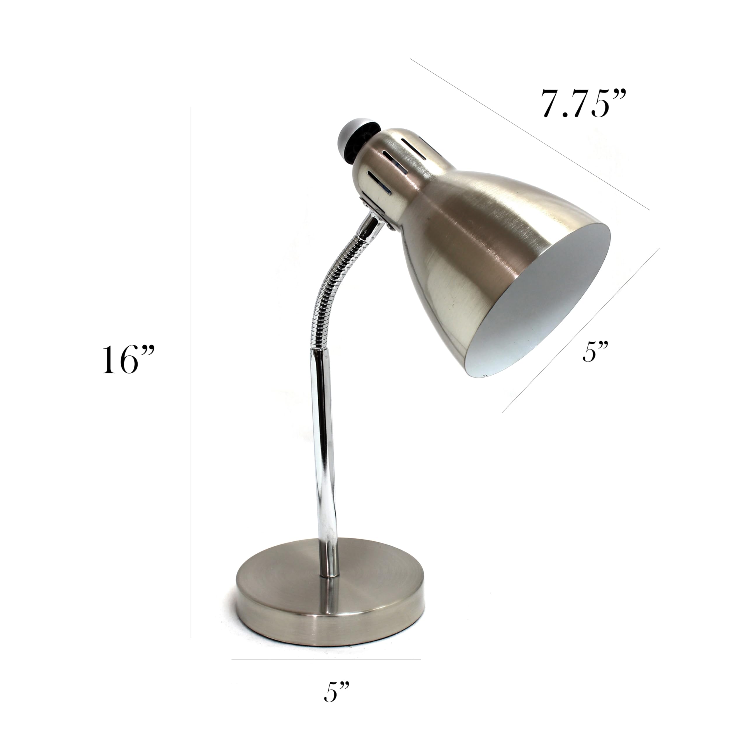 Simple Designs Ld1037-Bsn Semi Flexible Desk Lamp, Brushed Nickel