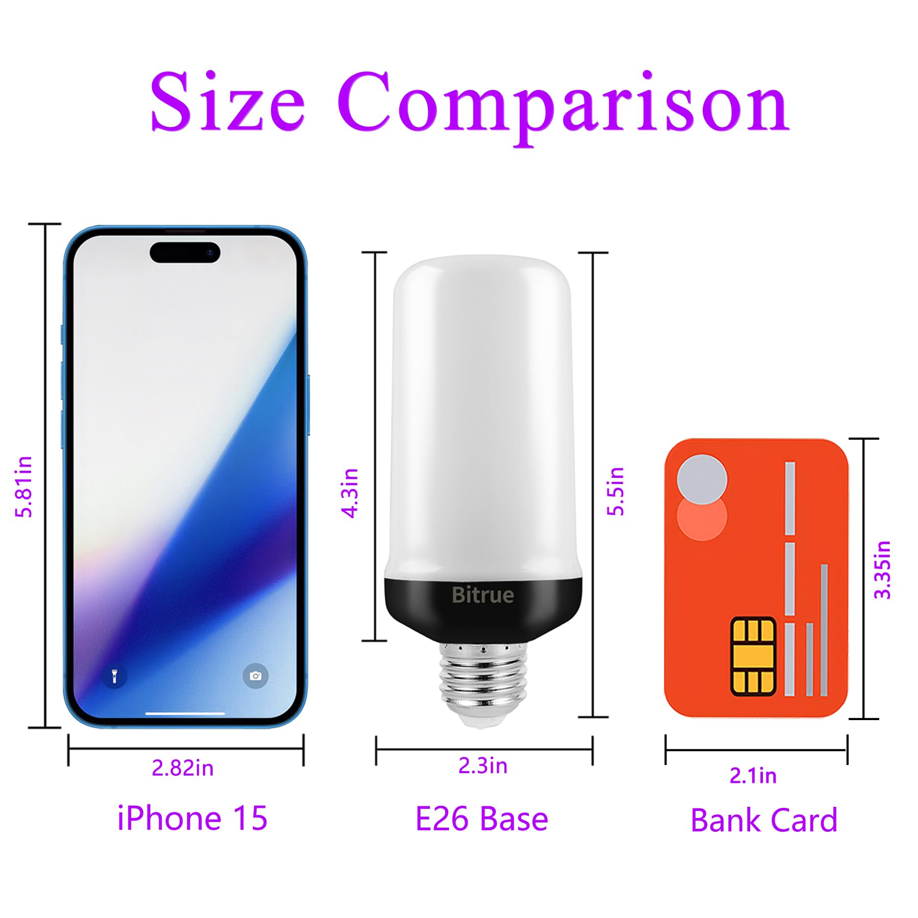 Bitrue Led Flame Bulbs, 4 Modes Purple Flame Effect Light Bulbs, E26 Base Fire Light Bulb With Gravity Sensor, Flickering Light