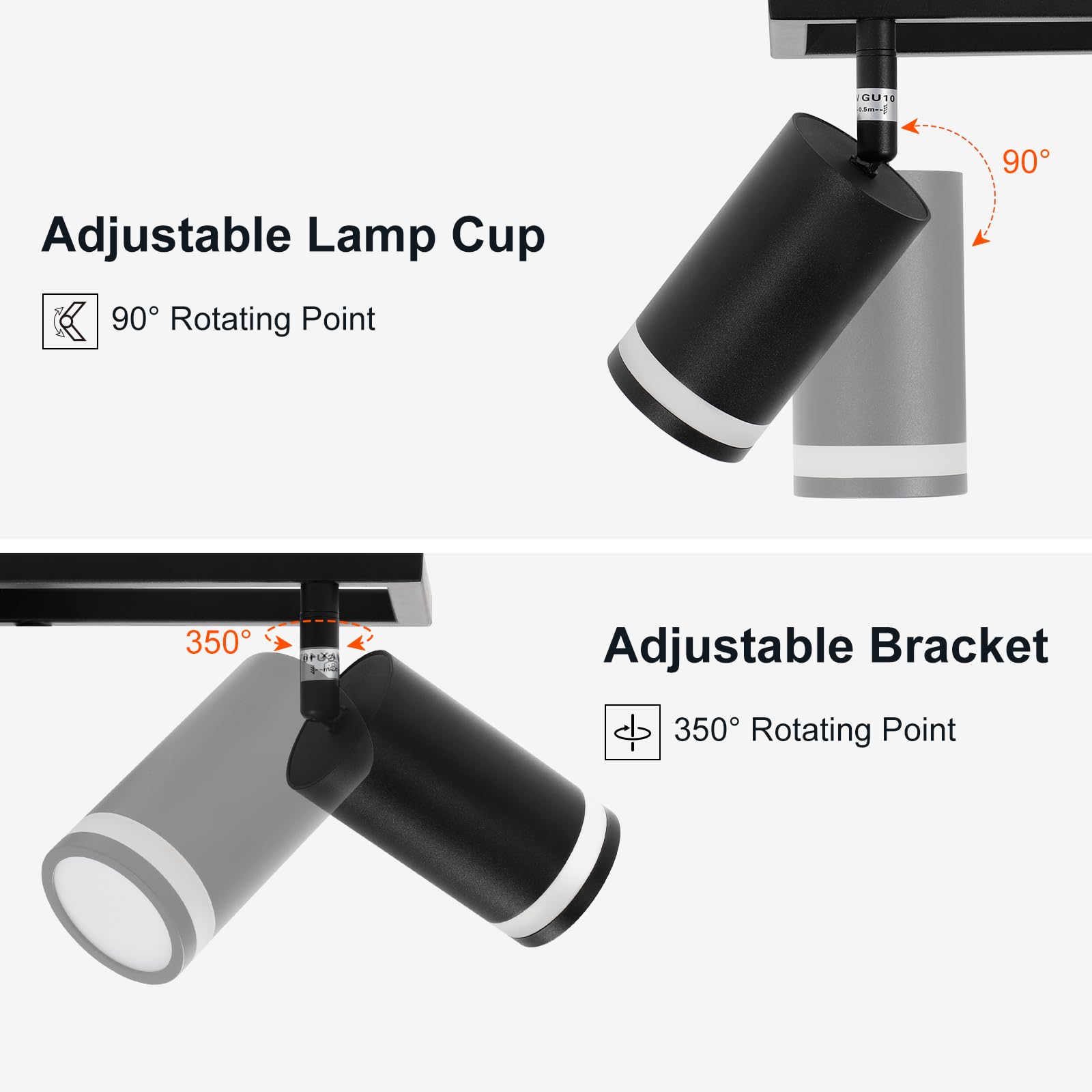 Ketom 4-Light Track Lighting Fixtures Ceiling, Gu10 Black Led Ceiling Spotlight, Modern Track Light Kit For Kitchen Hallway Bedroom Living Room