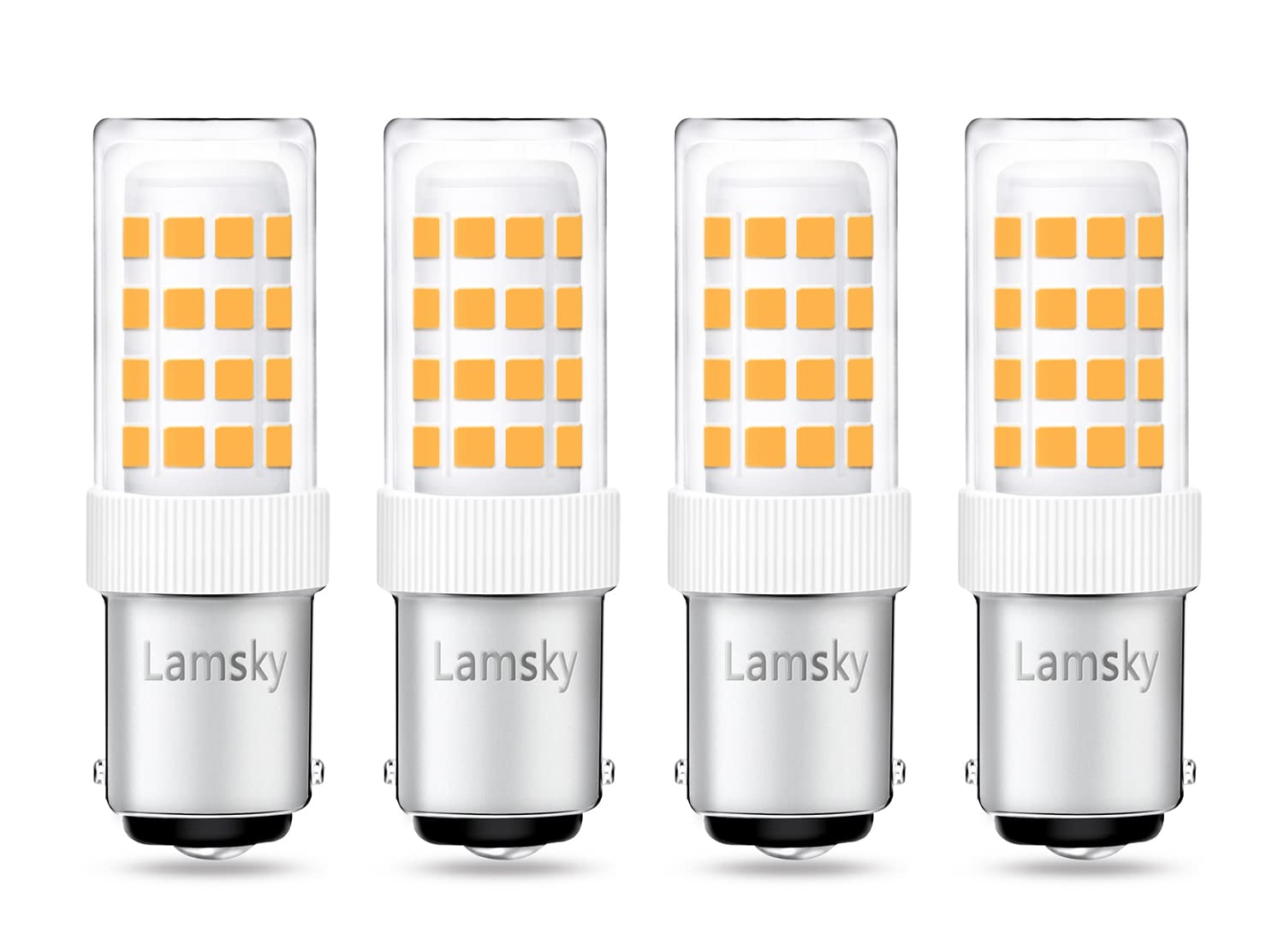 Lamsky LED BA15D Light Bulb 4W, Warm White 2700K, Non-Dimmable, 4 Count, Model LC030-BA15D-4WW