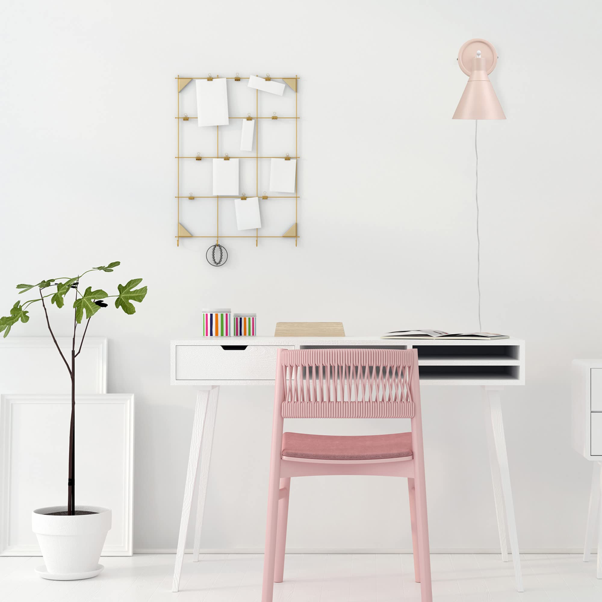 Globe Electric 65543 1-Light Dimmable Plug-in or Hardwire Wall Sconce, Matte Blush Pink, Matte White Accent, Stepless Dimming Ro