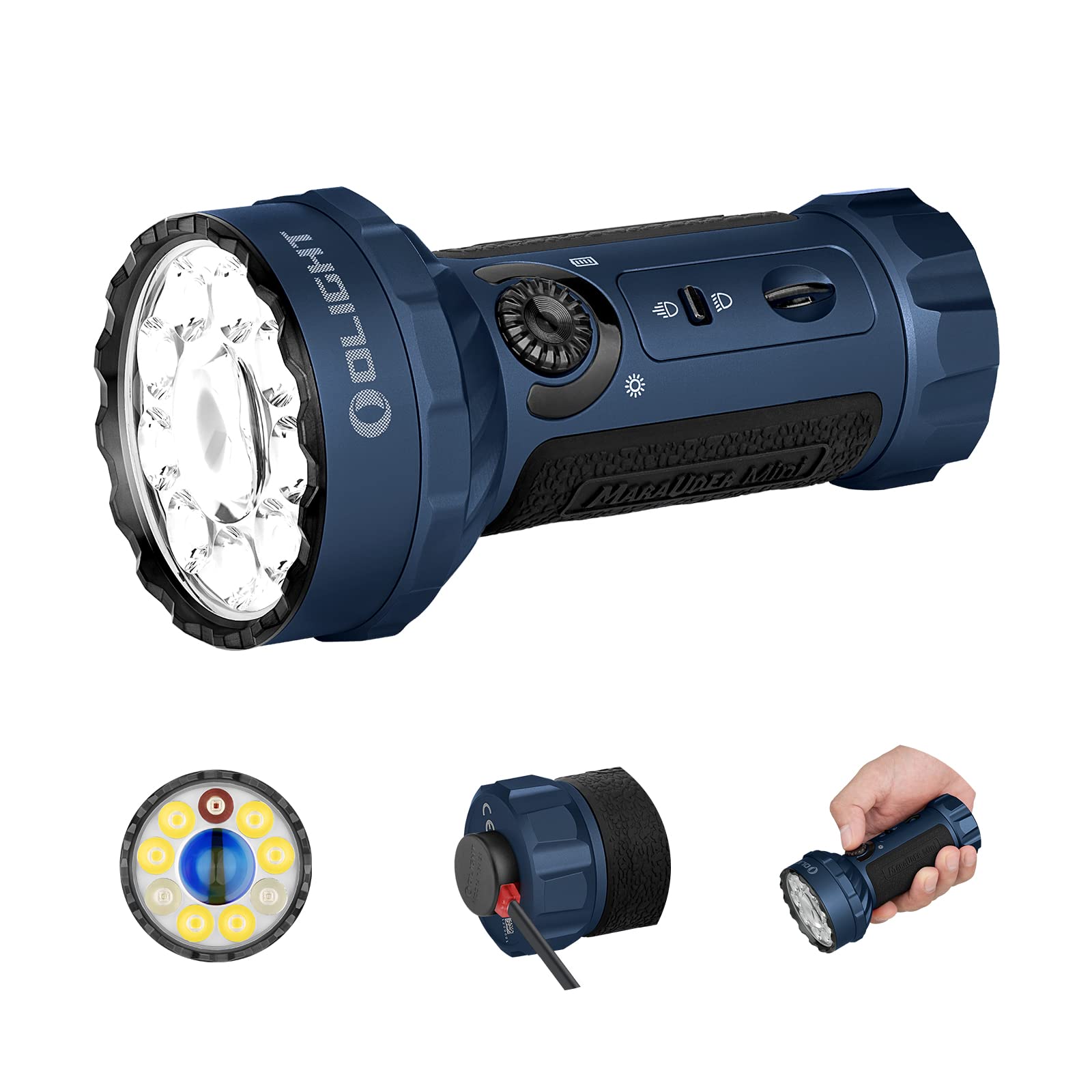 OLIGHT Marauder Mini Flashlight, 7000 Lumens, 600m Beam, Magnetic Rechargeable, Aluminum, Midnight Blue, Model O-MARAUDERMINI-NW-US#F