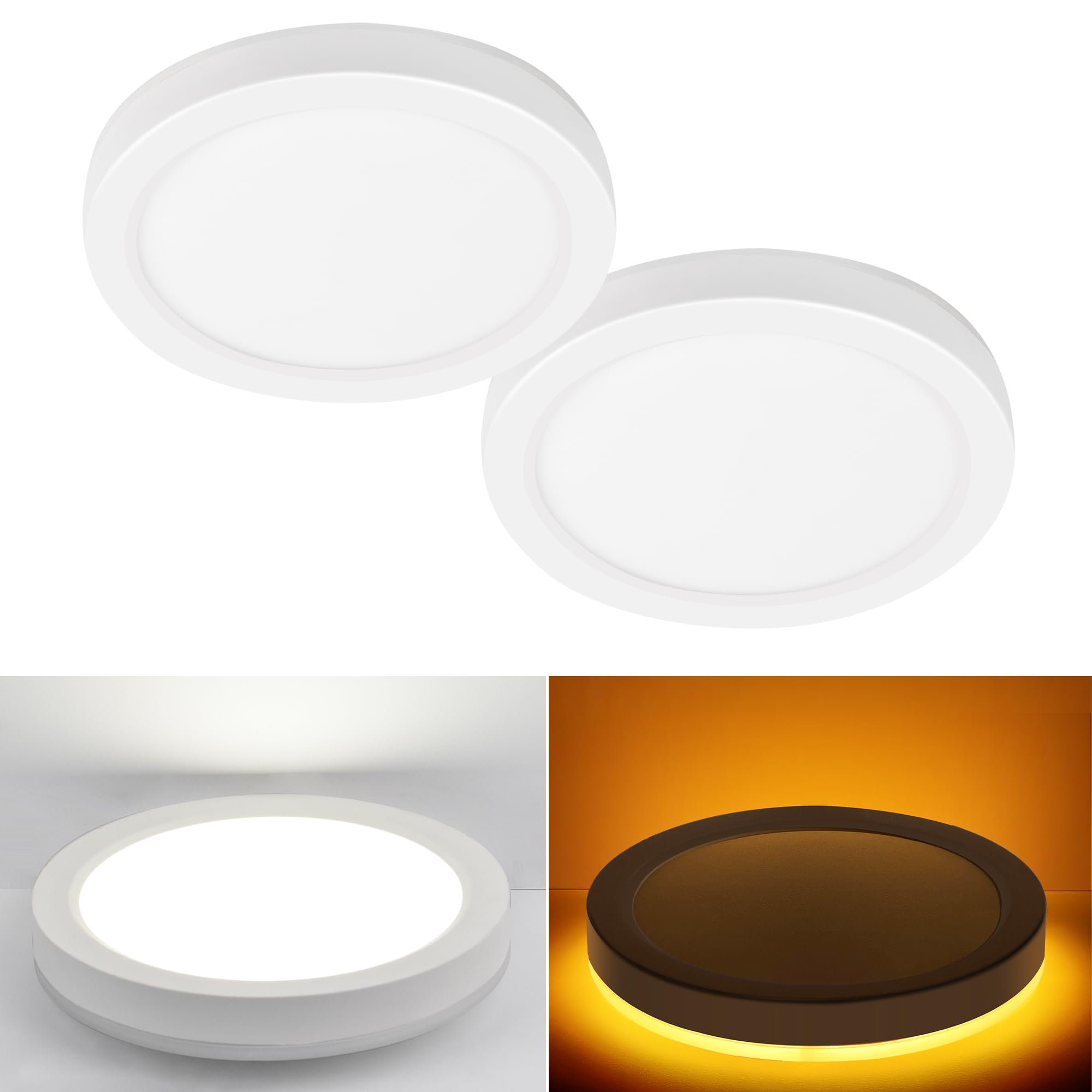 Hlite 7.5" Flush Mount LED Ceiling Light, Dimmable, CRI90, 15W, 1500 LM, Selectable 3000K/4000K/