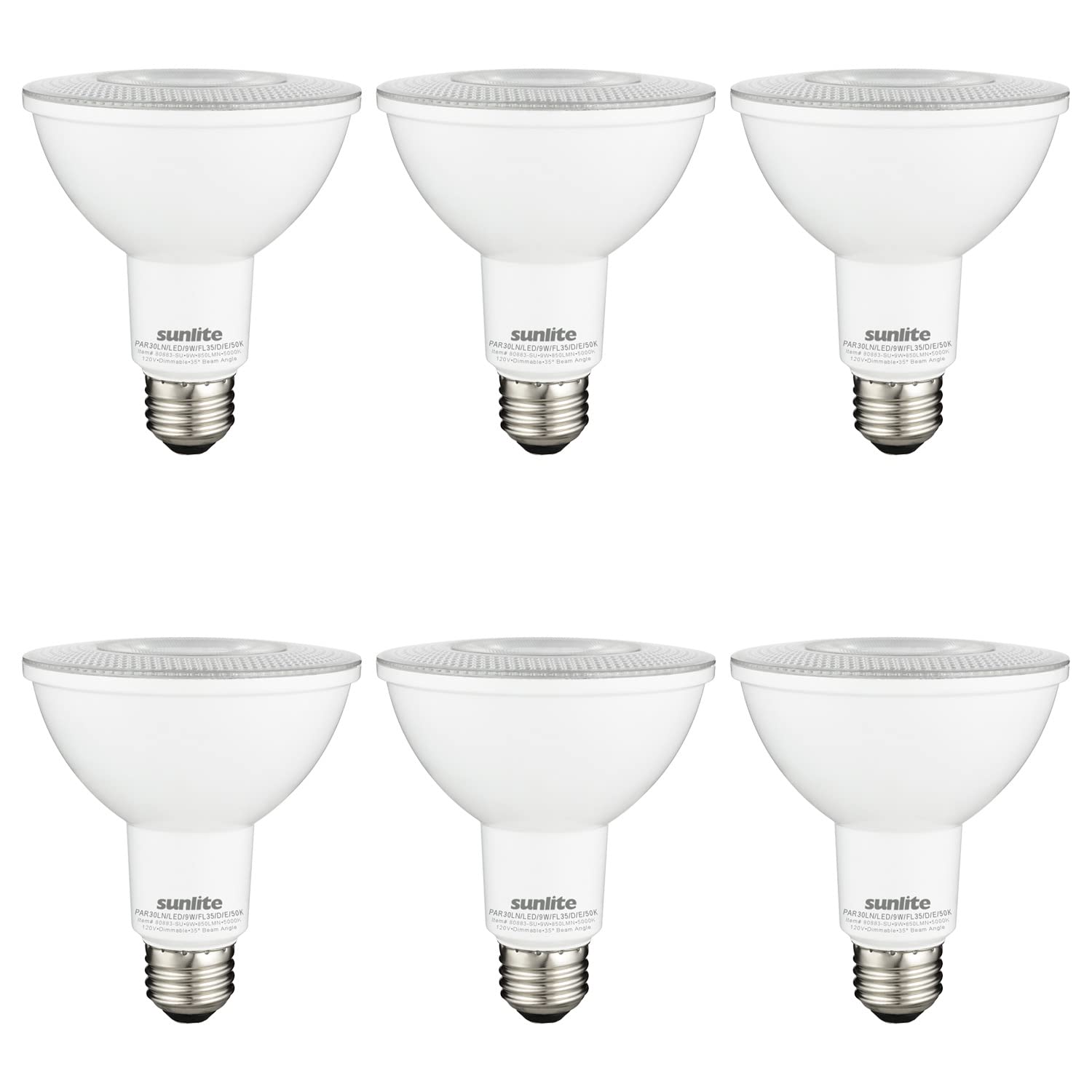 Sunlite LED PAR30 Long Neck Recessed Light Bulb, 9 Watt, (75W EQ), 850 Lm, Medium E26 Base, Dimmable, ETL Listed, 35 Degrees Bea