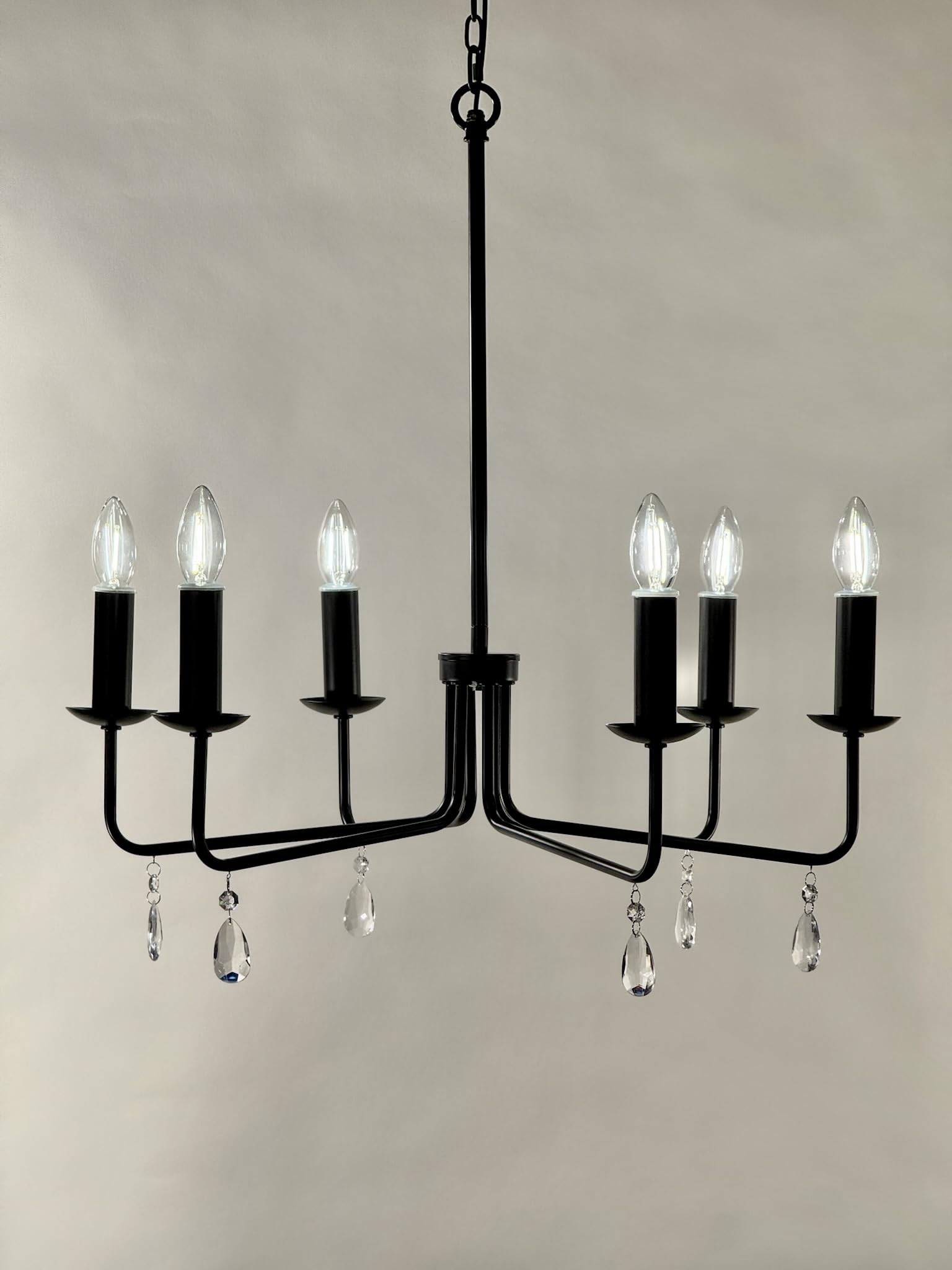 Brink House Farmhouse Outdoor 6 Light Plug-In Chandelier H23   Xw25   , Straight Black Arms, And Low Voltage Ip65 Water Resistan