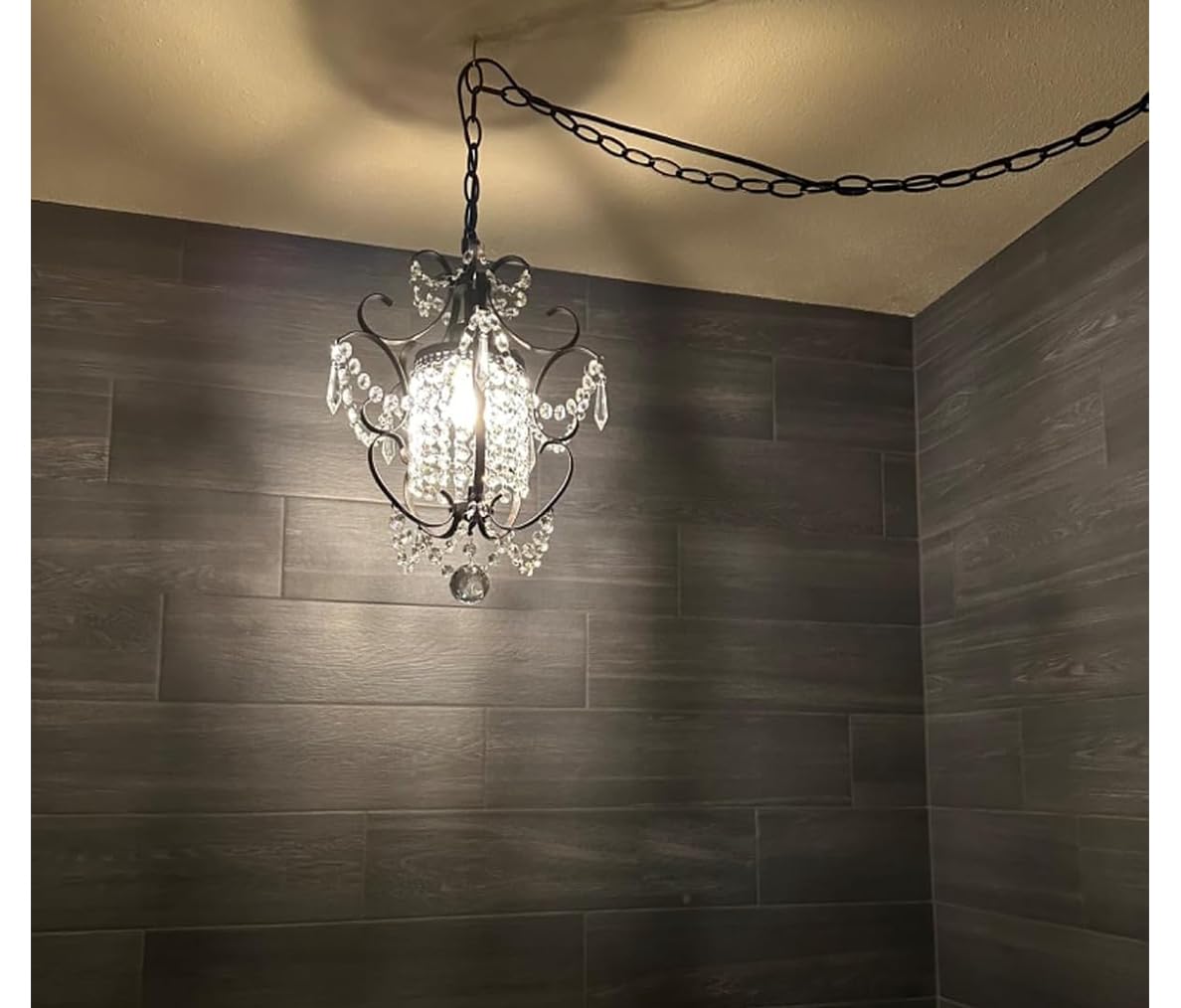 RAYMALUX Plug in Chandelier - Mini Black Metal Ceiling Light Fixture with ON/OFF Switch for Bedroom, Living Room, Dining Room