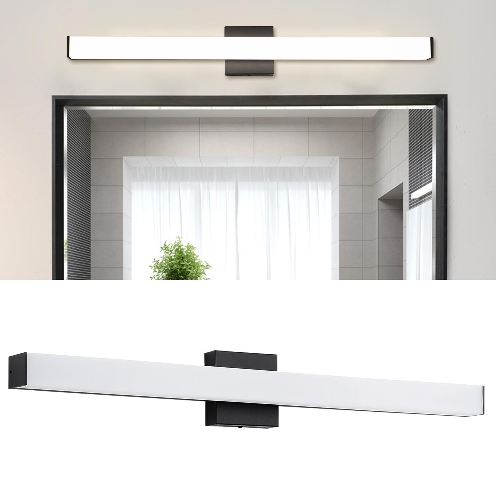 YHTlaeh Bathroom Vanity Light Brushed Black LED 31.5in 24W 4000K Dimmable Wall Bar Lighting Fixture