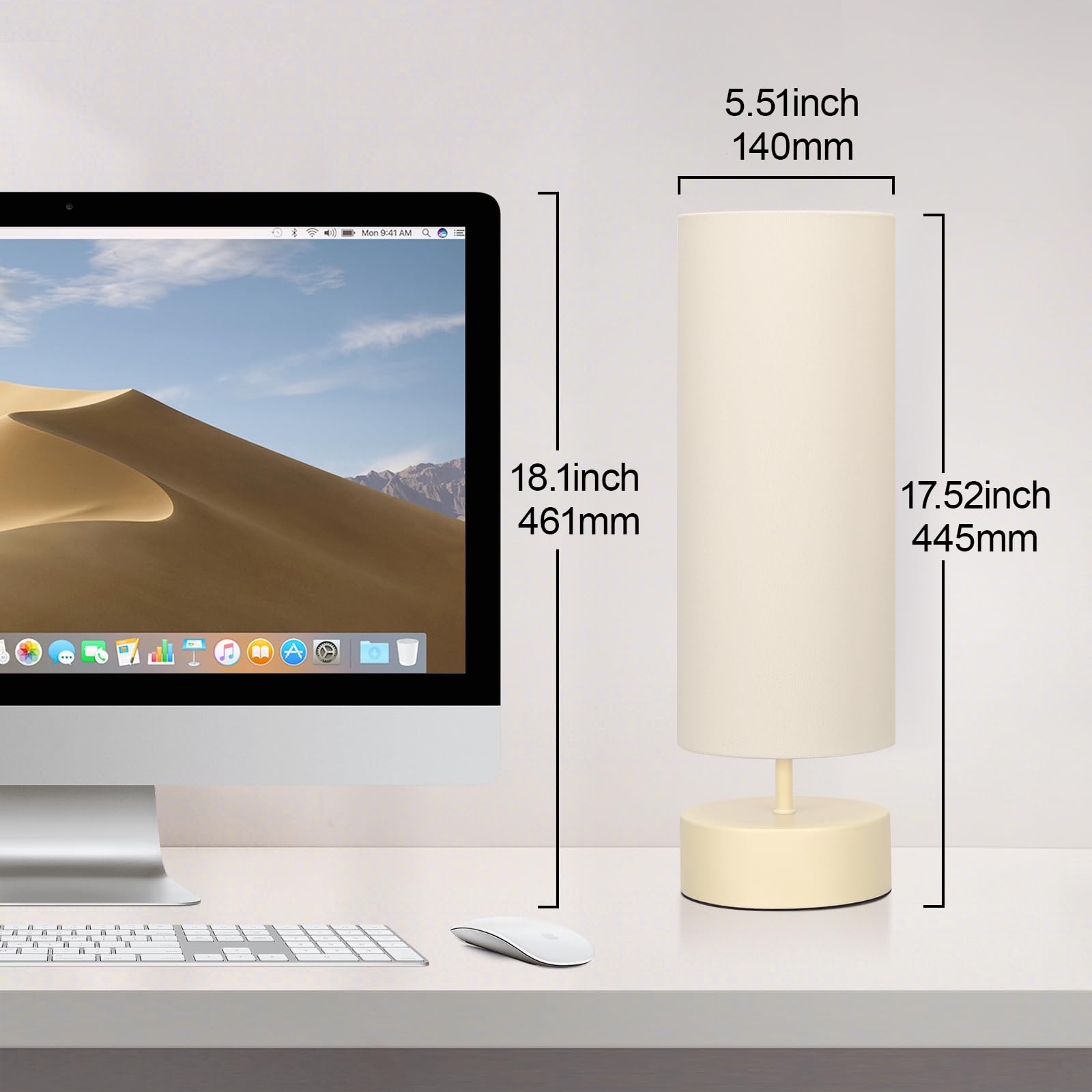 Touch Control Table Lamp, 3 Way Dimmable Bedside Table Lamp With Cream Base, Simple Nightstand Lamp With Beige Shade, Modern Nig