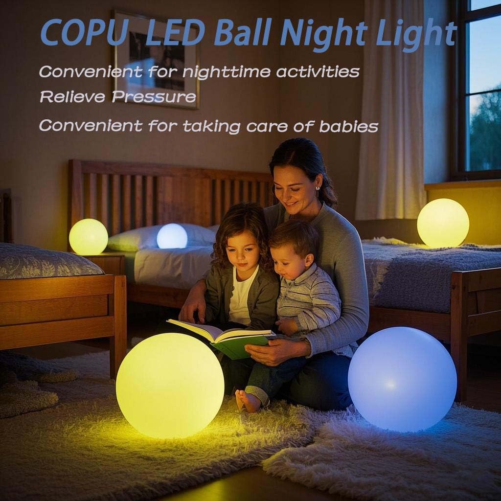 COPU 12-Inch LED Ball Light - Rechargeable Purple Globe Mood Lamp with Remote, Waterproof Decorative Night Light for Home & Patio