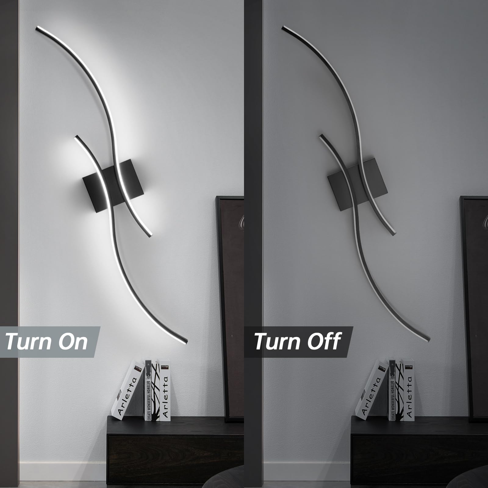 CANEOE Modern LED Wall Light Sconce, 39" Black Aluminum, Cool White 6000K, Ideal for Bathroom, Living Room, Hallway, Bedroom
