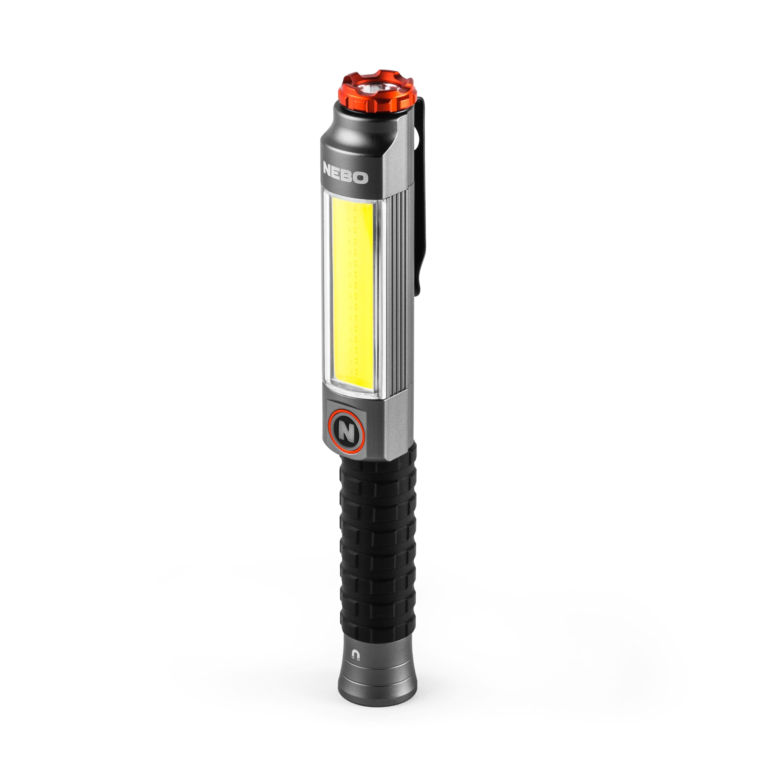 NEBO Big Larry Work Light, 600 Lumen Flashlight with COB Work Light, Pocket Clip Magnetic Base for Hands-Free Lighting, Portable