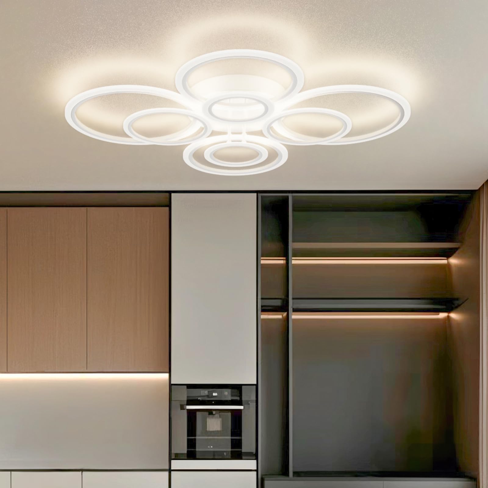 MARYRAIN Modern LED Ceiling Light, 23-Inch, Acrylic, 3348LM, Remote & APP Control, 8 Circles, Energy Saving, Model MR202492304