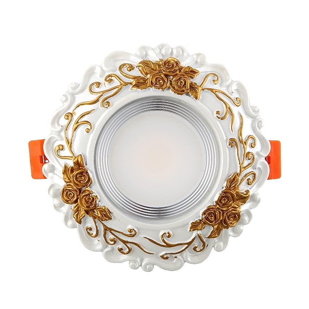 OZZKI Recessed Hand-carved Resin LED Tri-color Light Recessed Downlight European Fashion Carved CRI80 Embedded Ceiling Light for