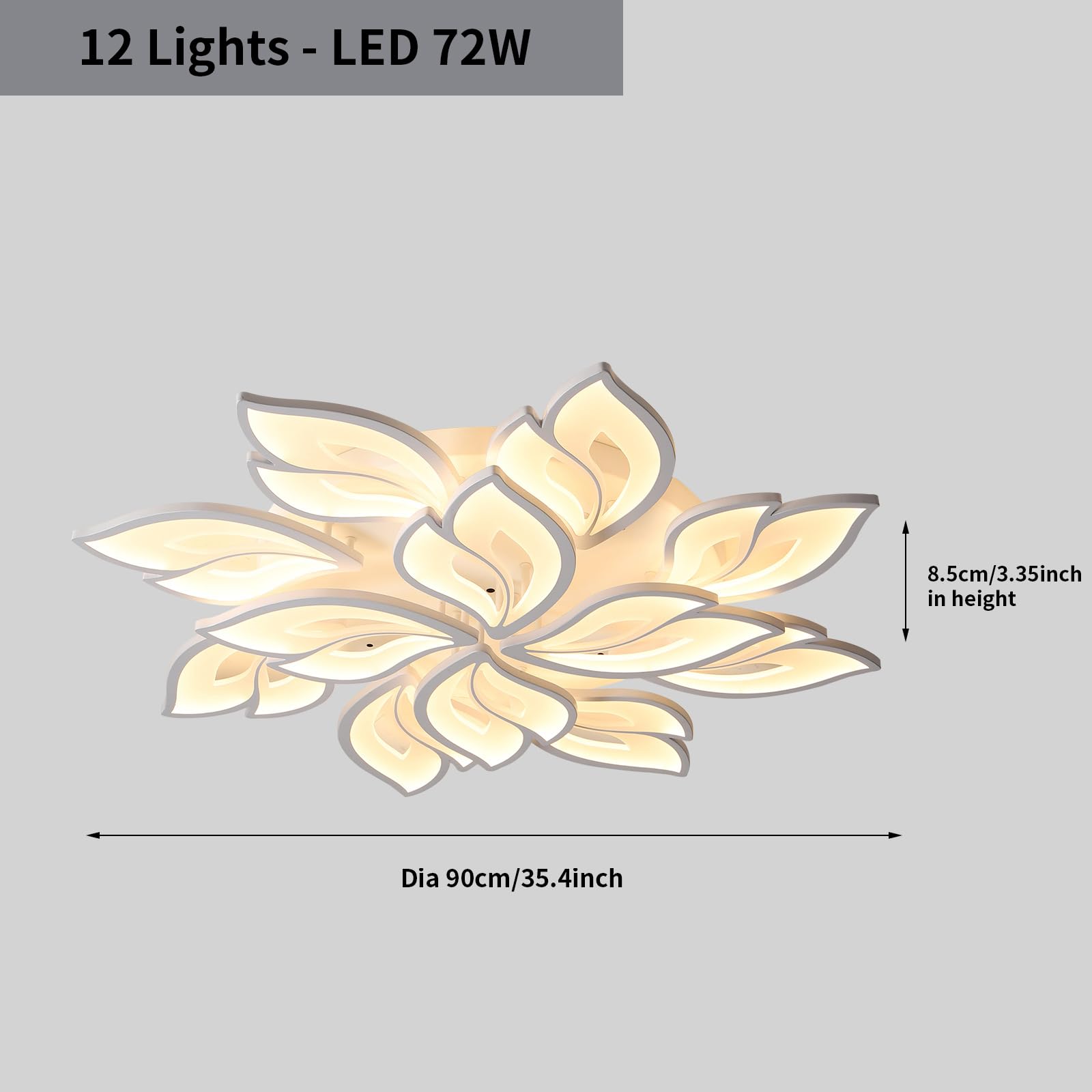 Jaymp 35.4'' Flower Shaped Ceiling Light Dimmable Modern Ceiling Lamp Remote Control Led Lighting Fixture For Living Room Kitche