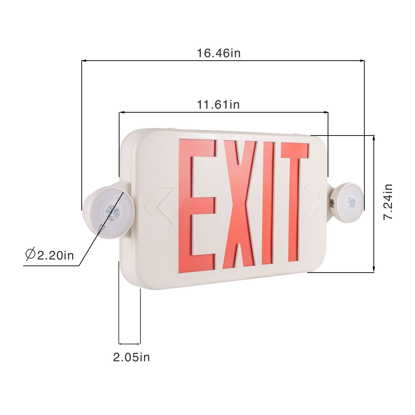 Gruenlich Led Exit Sign Combo With Emergency Lights, Adjustable Heads And Double Sided, Battery Backup, Ul 924 Qualified, Ac 120-277V, Commercial Emergency Exit Light For Business- 4 Pack