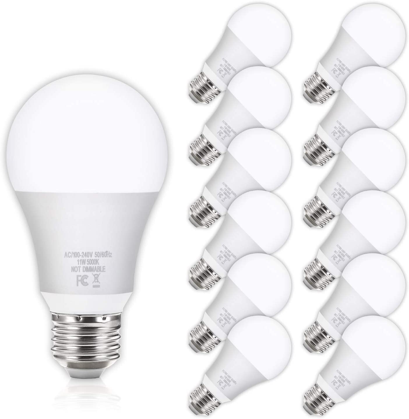 Yochoice 12Pack A19 Led Bulbs 100W Equivalent 5000K Daylight White E26 Medium Base Non-Dimm