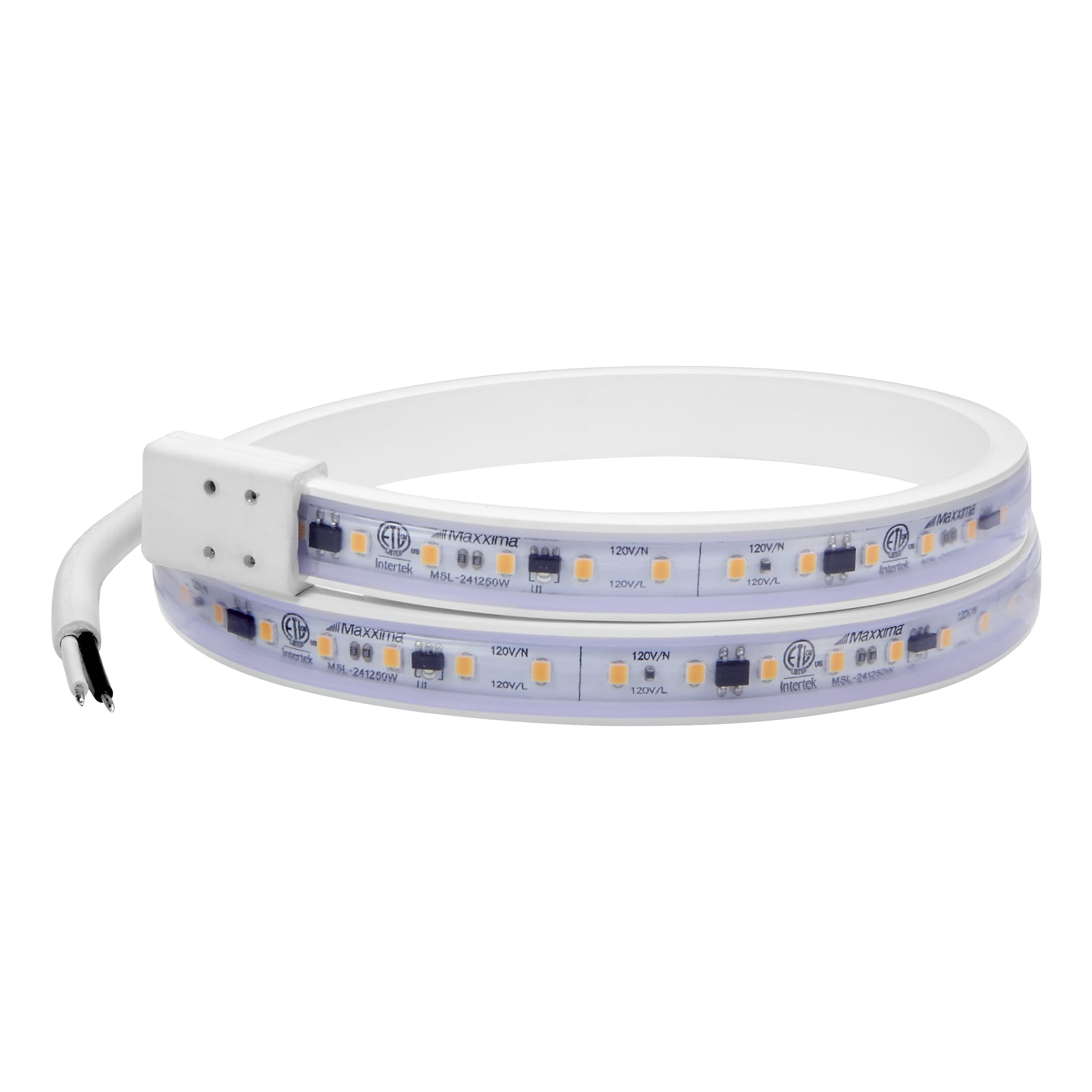 Maxxima 24 in. Hardwired LED Under Cabinet Strip Light, 920 Lumens, 3000K Warm White, Kitchen and Living Room 120V White Cove Li