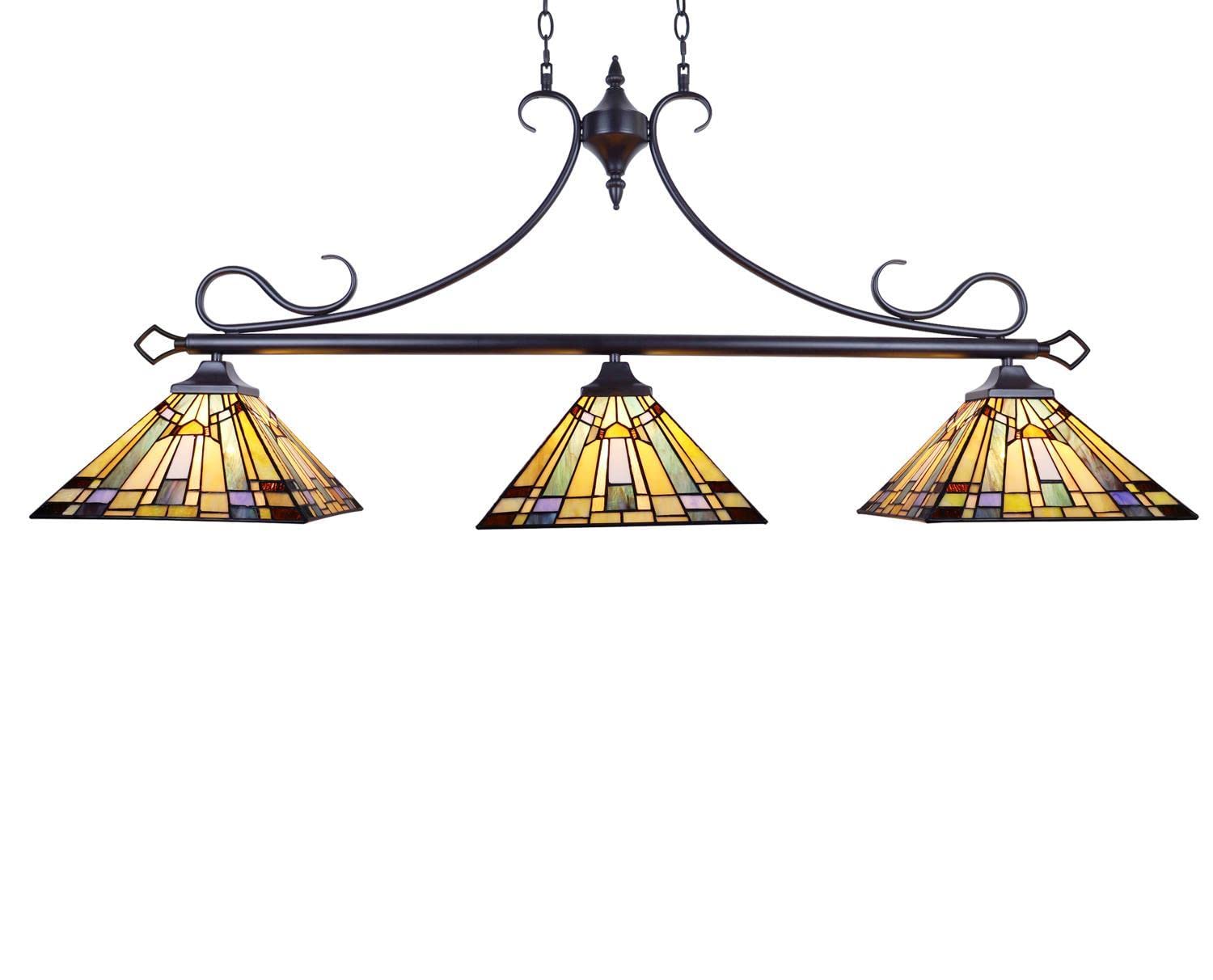 Chloe Lighting Kinsey Tiffany-Style Island Pendant 3 Light 47in Wide Multicolor Glass CH33293MS47-IL3