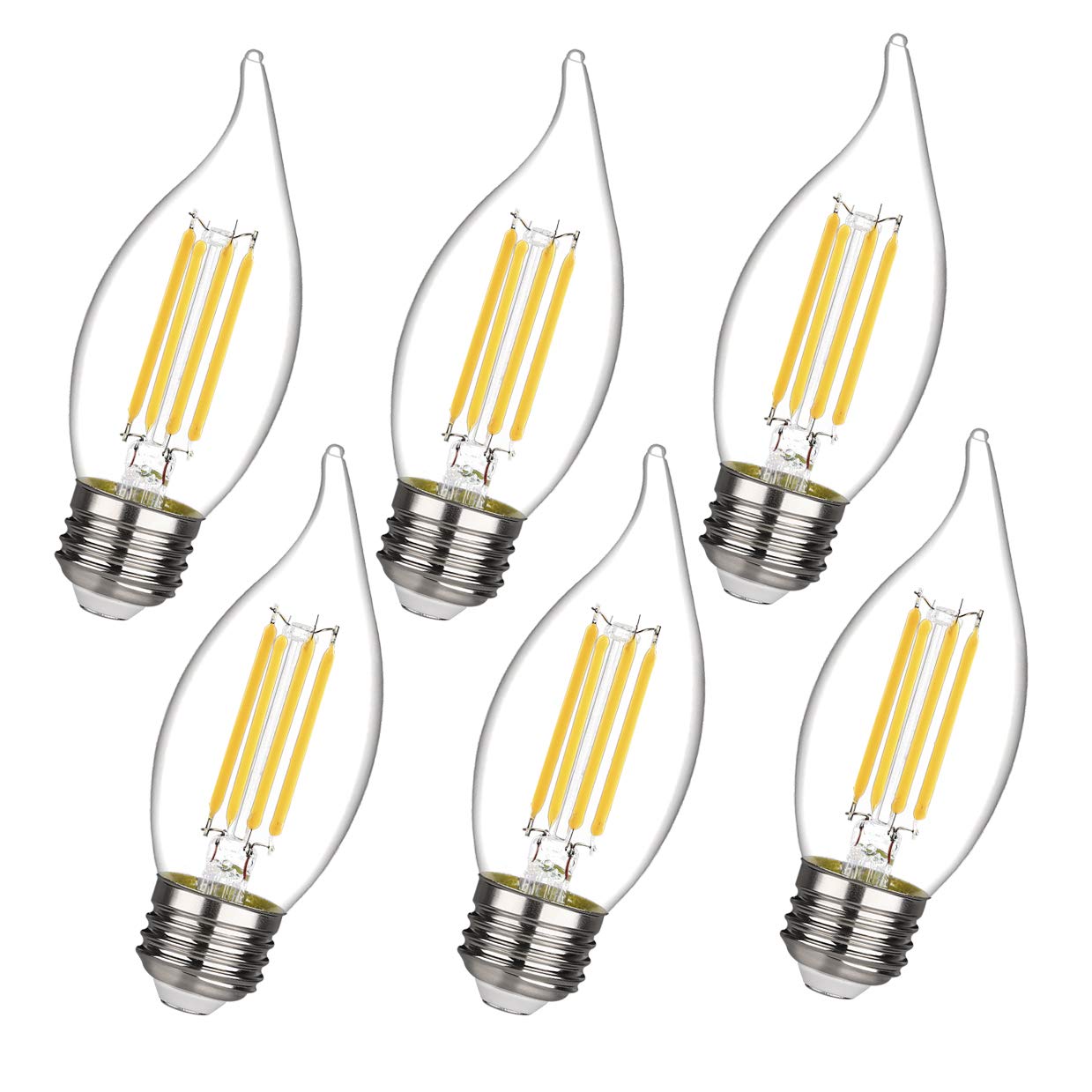 Bort C35/Ca11 Chandelier Led Light Bulbs, Dimmable 4W Equivalent To 40W Led Candelabra Bulbs, 2700K Warm White, E26 Standard Bas