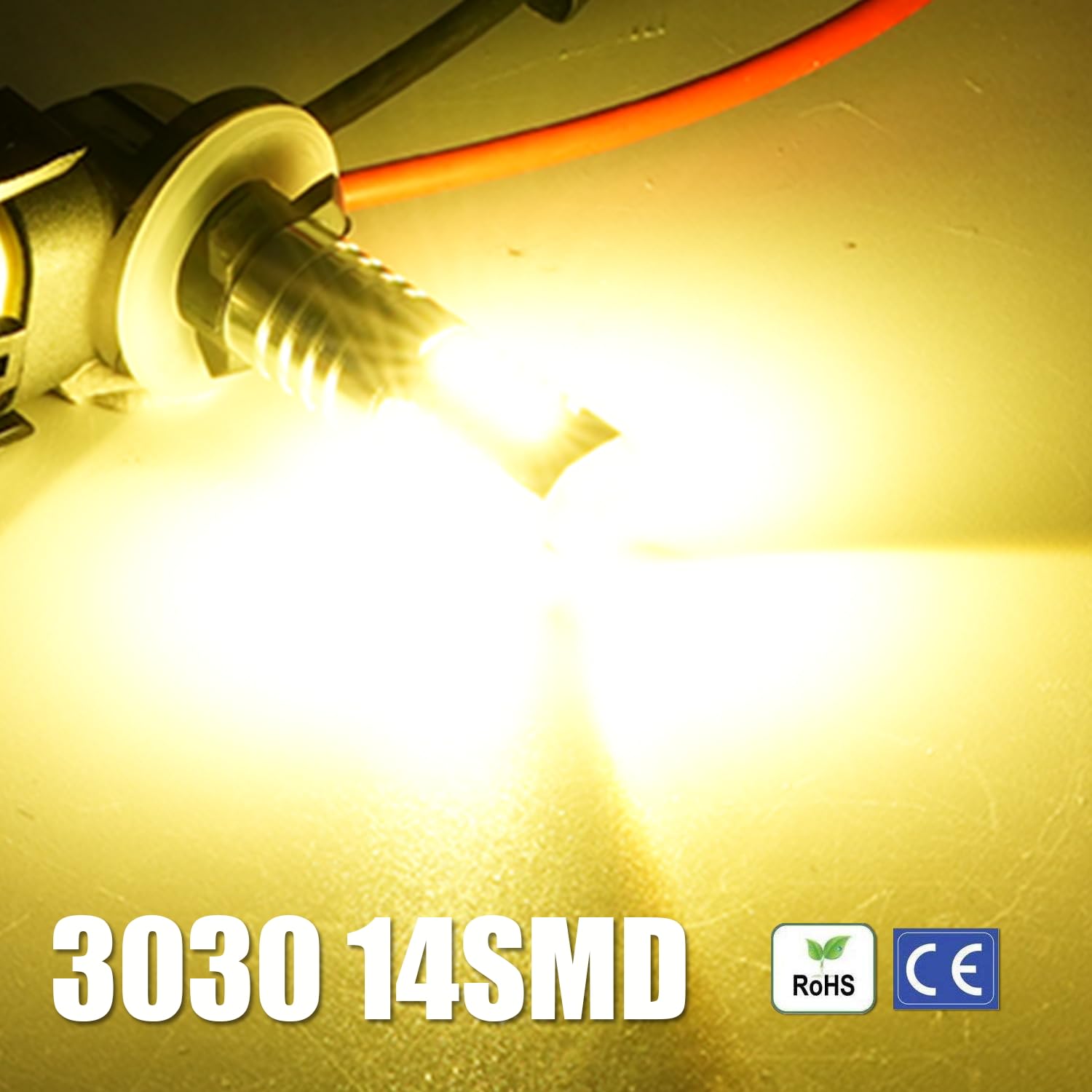 KISLED 881 LED Fog Light Bulb, Extremely Bright Projector DRL with High Power 3030 Chips, Gold Yellow