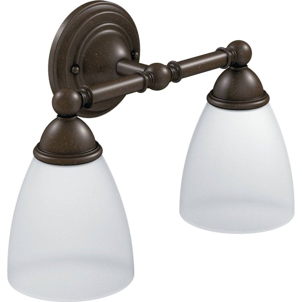Moen Brantford 2-Light Dual-Mount Bathroom Vanity Fixture, Frosted Glass, Oil-Rubbed Bronze, Model YB2262ORB