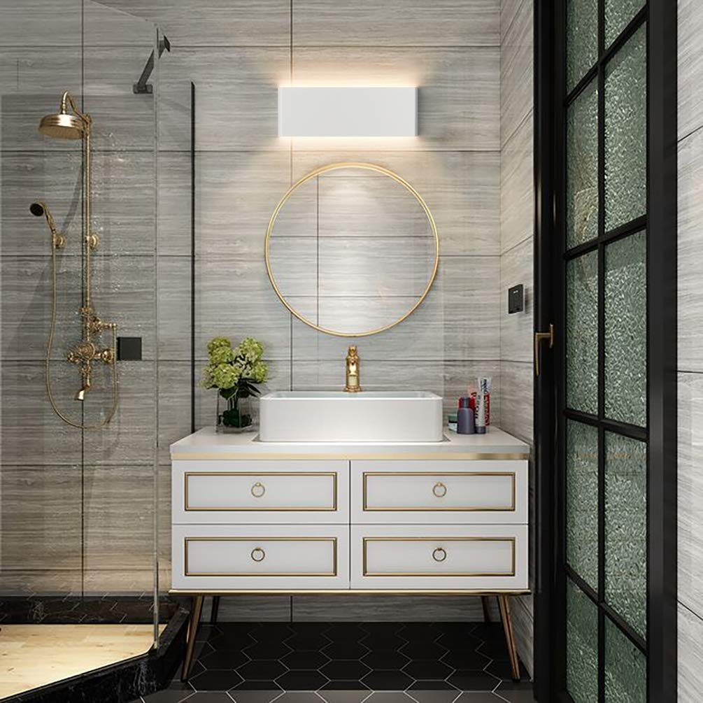 Aipsun Modern Vanity Light - 15.75in Matte White Up and Down LED for Bathroom, Warm Light 3000K, Aluminum Material