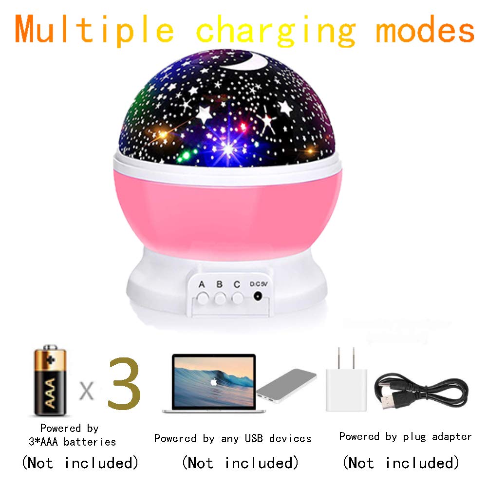 Borelor Star Night Light Projector, 12 Color Modes, 3 Piece Set, USB, Red, Model 178