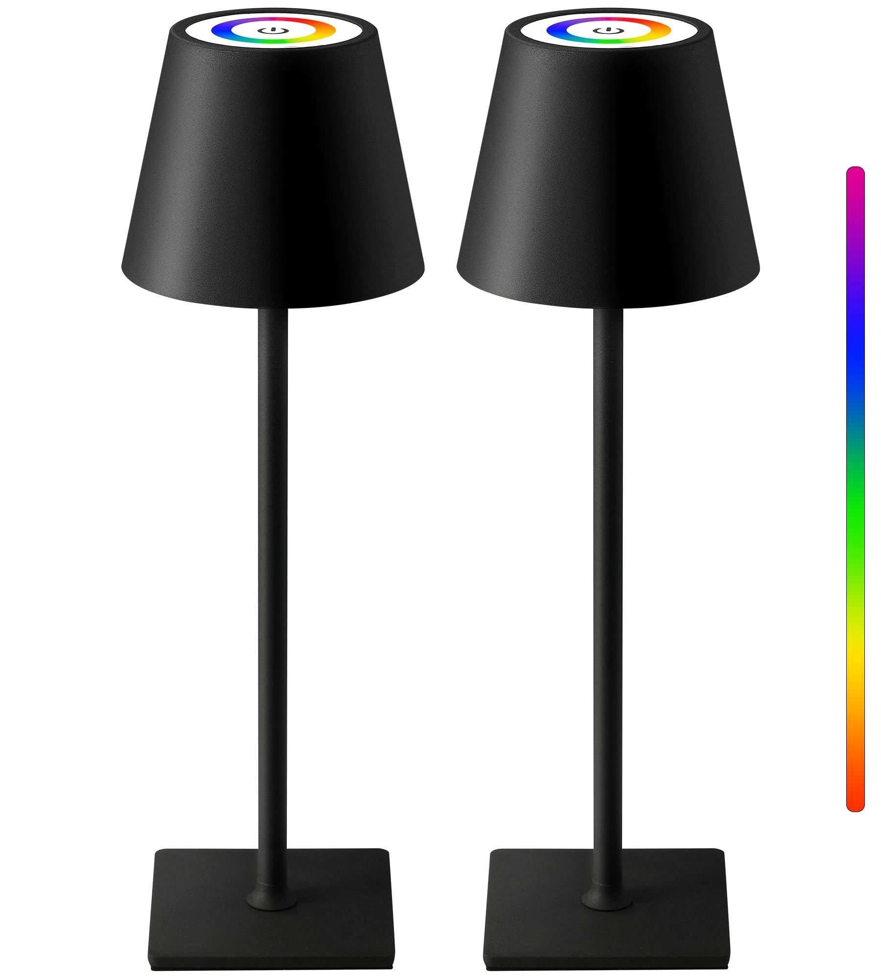 Kdg 2 Pack Cordless Table Lamp, Rgb Color Stepless Dimming Up, Wireless 4000Mah Battery Operated Portable Led Desk Lamp, For Din