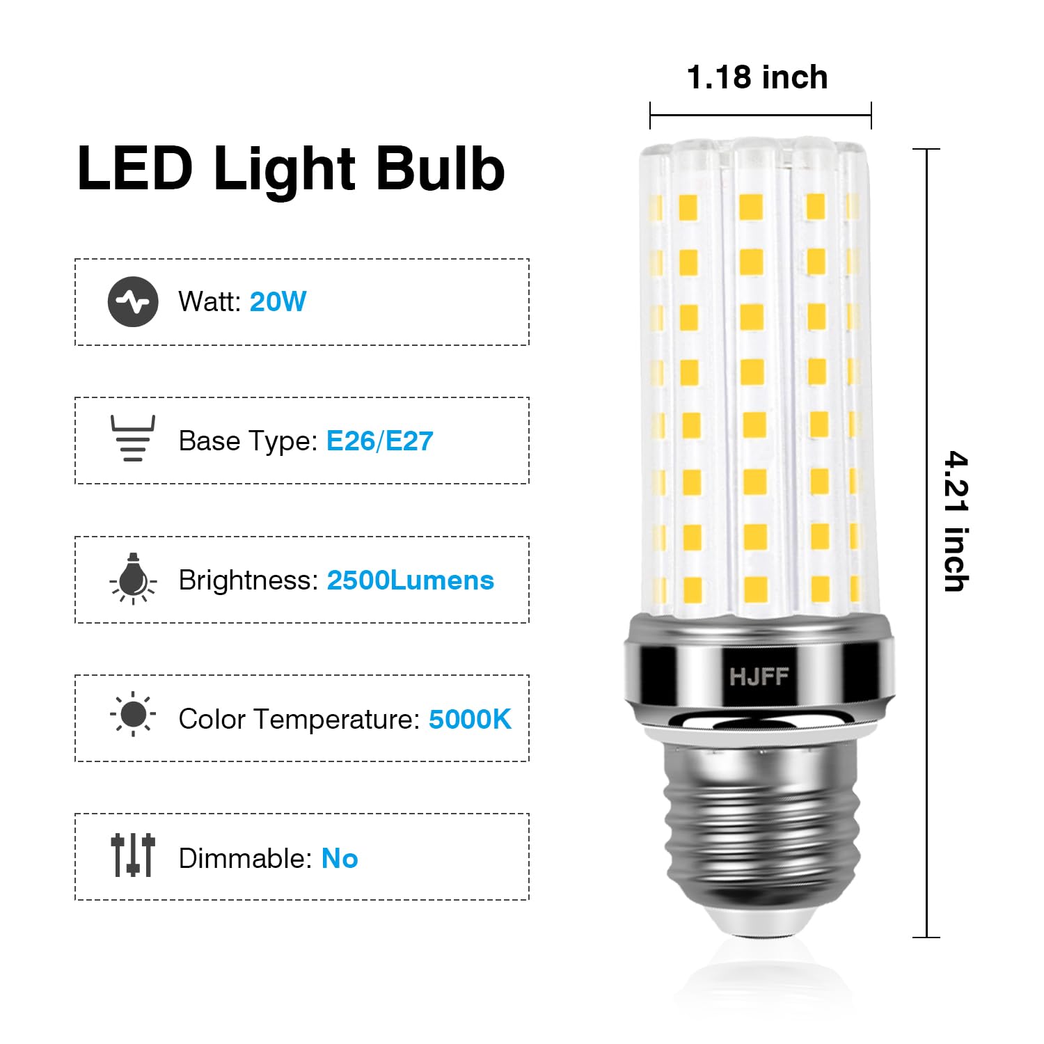 6Pcs Led Light Bulb 2500Lumen 200W Equivalent Super Bright 3000K Warm Daylight White 20W Led Bulbs Waterproof E26/E27 Medium Bas