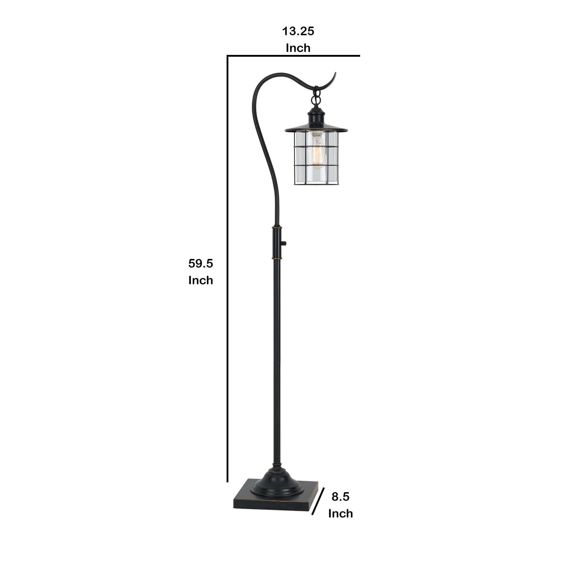 Benjara Bm233410 60 In. Metal Downbridge Design Floor Lamp With Caged Shade, Dark Bronze