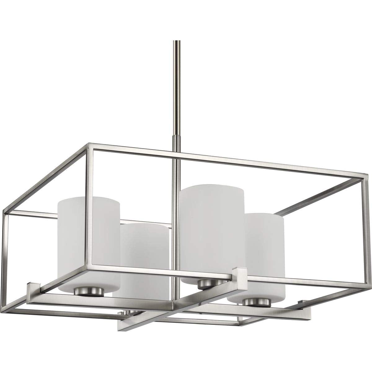 Progress Lighting Chadwick Collection 4-Light Etched Opal Glass Modern Chandelier Light Brushed Nickel