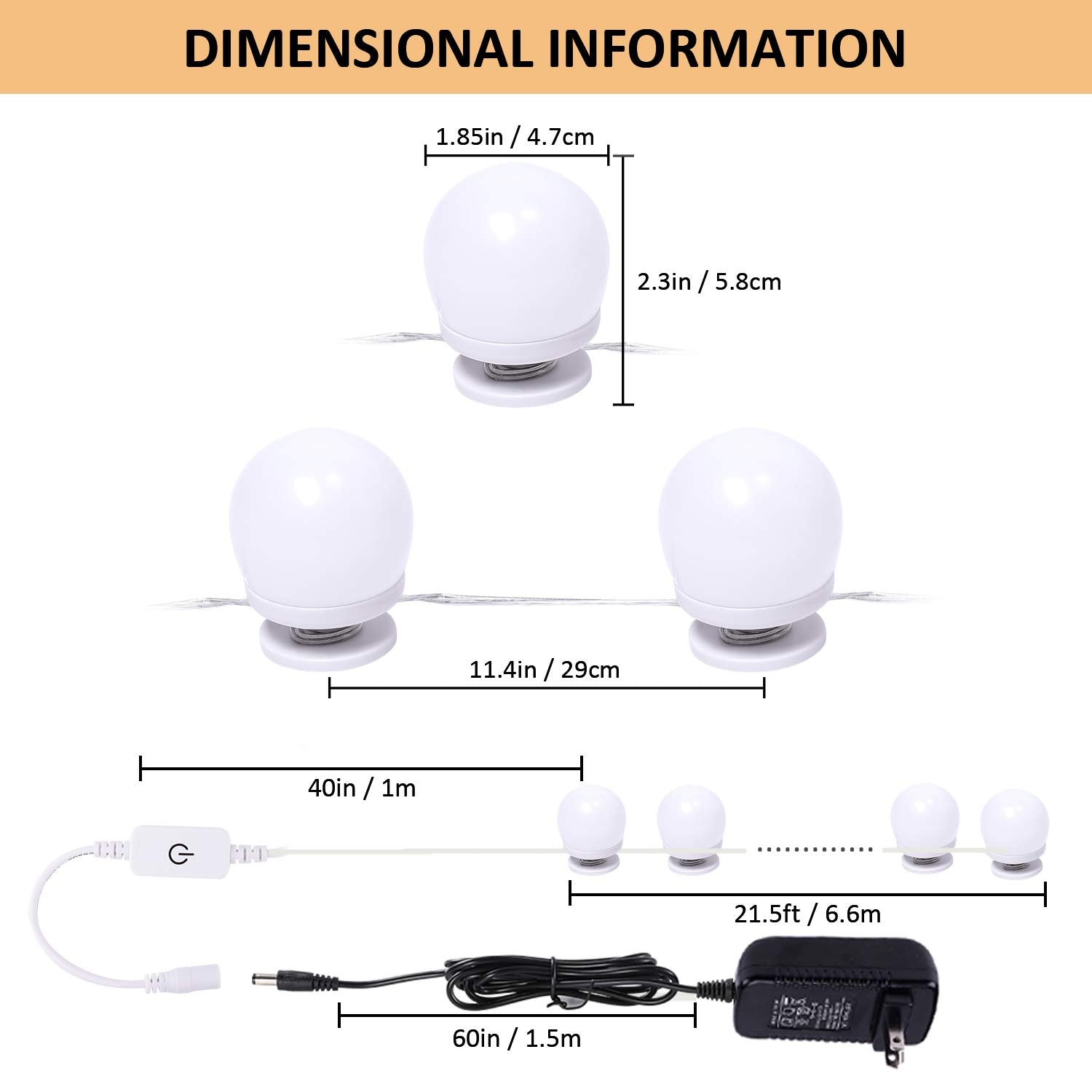 Laboreducer Led Vanity Mirror Lights With 16 Dimmable Light Bulbs, Plug In Hollywood Style Makeup Lights With Power Supply For F