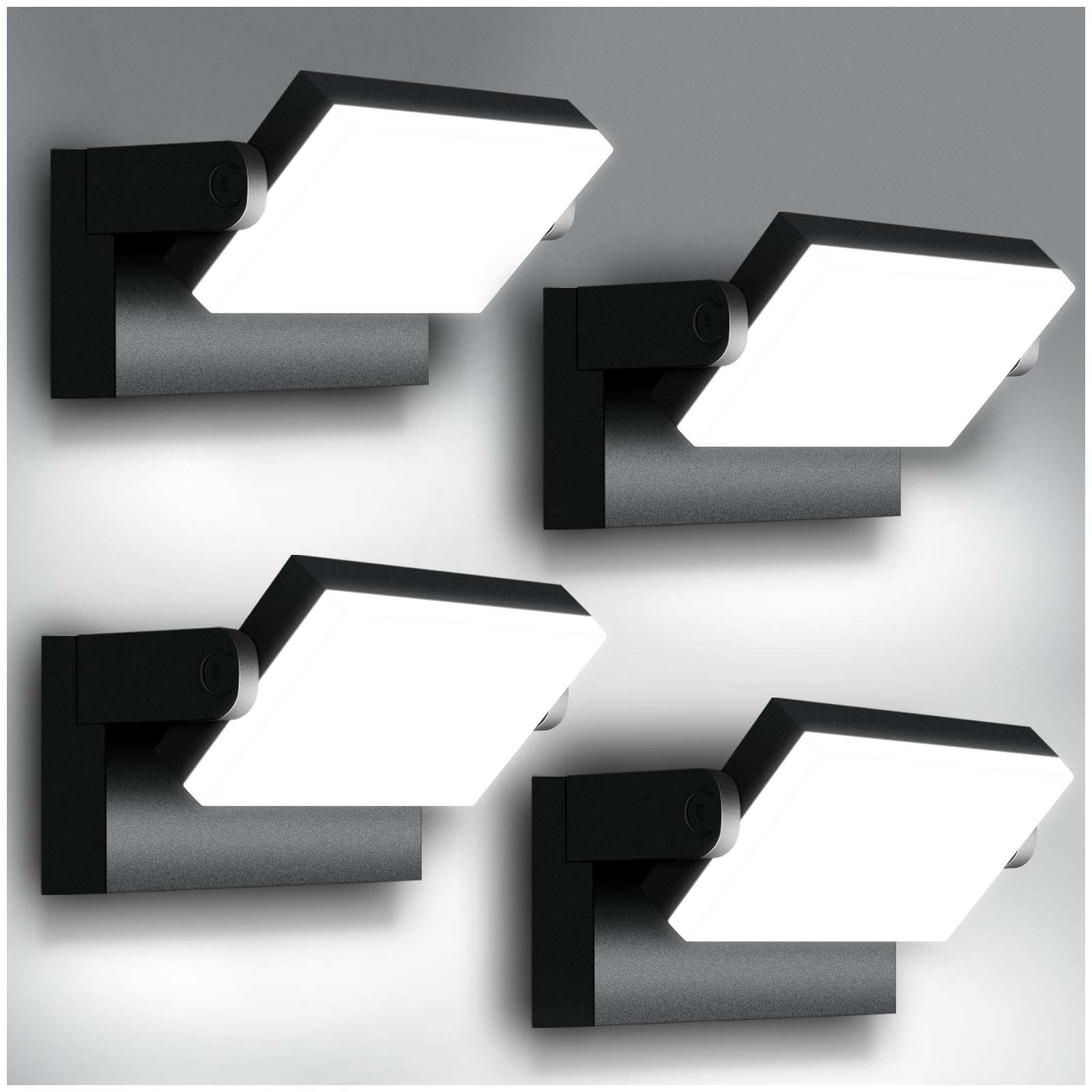 Tomourd 40W Led Wall Light  4000Lm 5000K 360 Wide-Angle Exterior Wall Floodlights  Ip66 Waterproof Commercial Outdoor Wall Mount Fixture Wall Pack Security Ideal Lighting For Garage(4 Packs)