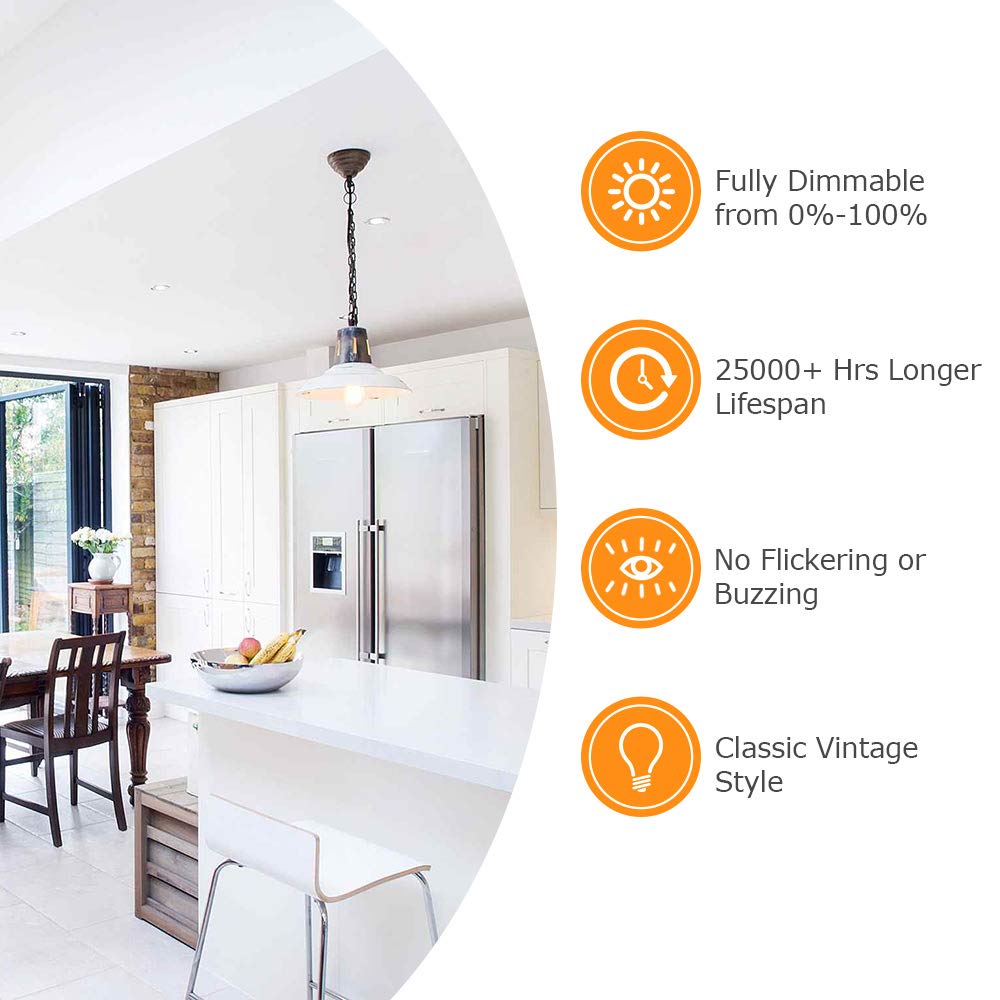 Vintage Led Dimmable Edison Light Bulbs 100W Incandescent Equivalent, 8W 1200Lumens, E26 Base Led Filament Bulb, 2700K Warm White, St64/St21 Antique Clear Glass For Home, Reading, Bathroom, 4-Pack