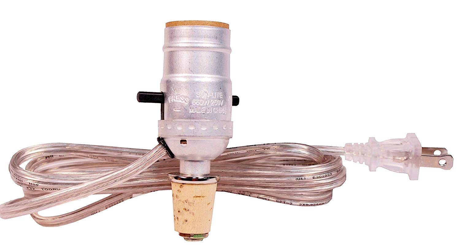 Creative Hobbies® M992S Wine Bottle Lamp Making Kit is Pre-Wired and Easy to Use! Silver Color Cord & Socket