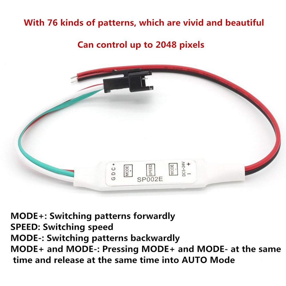 WESIRI WS2812B RGB LED Ring Lamp Light, 93 LEDs, Black, Plastic, Individually Addressable, Mini Controller, DC5V