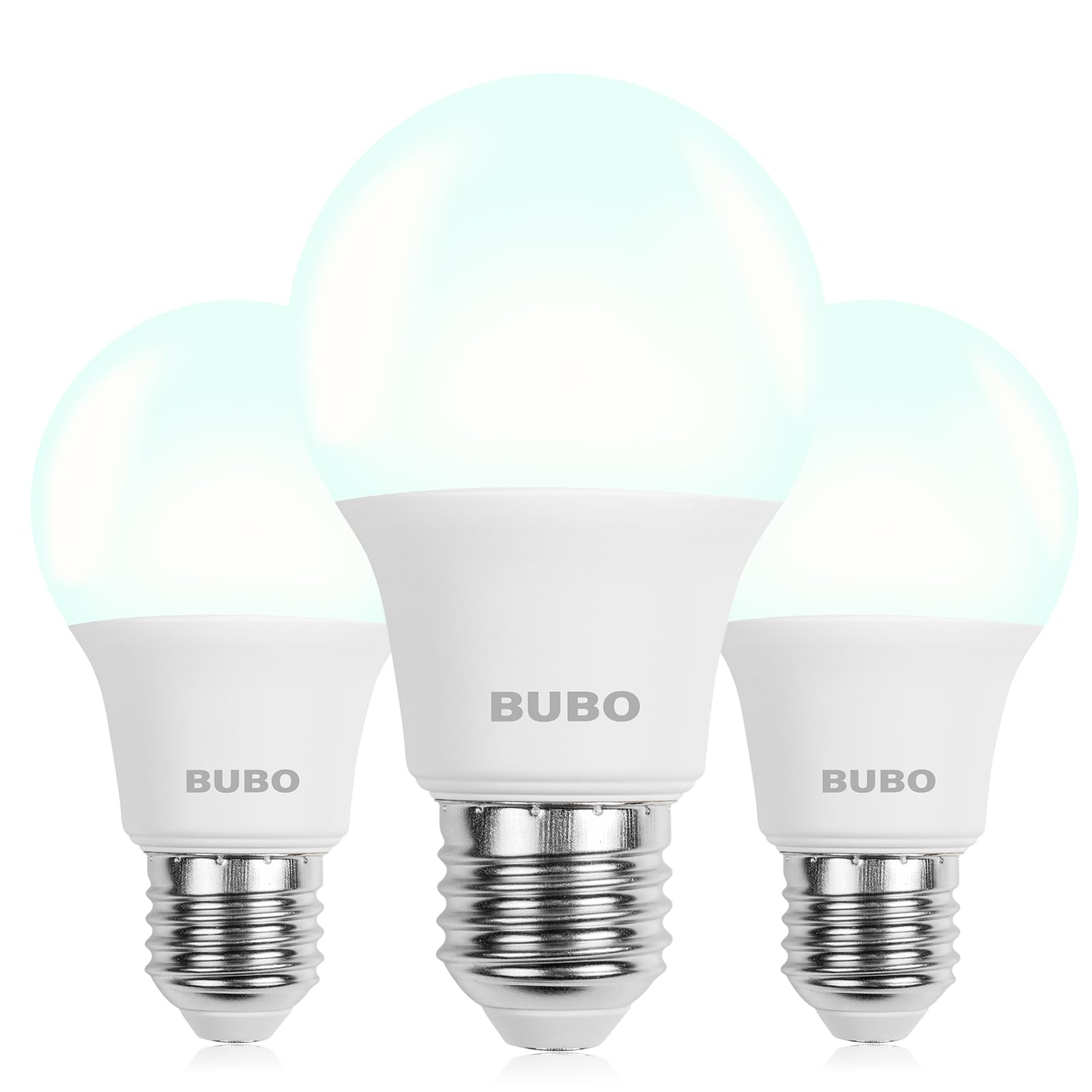 BUBO A19 LED Light Bulbs, 60W Equivalent, 800 Lumens, Cool White 4000K, Non-Dimmable, 3 Pack, E26 Base