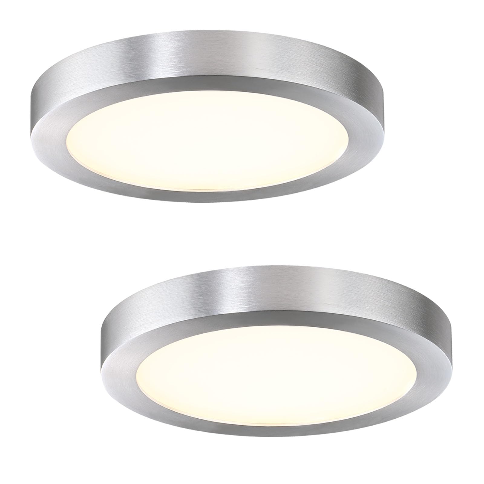 7 Inch Flush Mount Ceiling Light Fixture, Metal and Glass LED Ceiling Light Flush Mount, Slim Dimmable Flush Mount Light for Kit