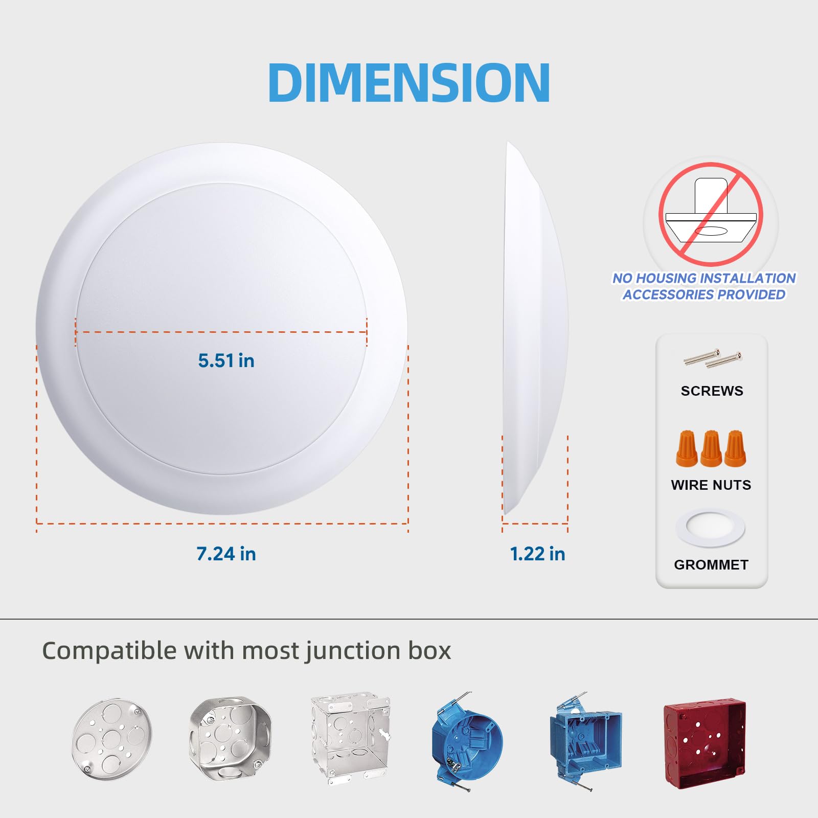 Ecoeler 6  Dimmable Led Disk Light  Flush Mount Ceiling Lights  Daylight  16.5W 4000K Cool White 1100Lm  Surface Mount Lighting Fixture Installs Into J-Box Or Recessed Can  Etl & Fcc Listed