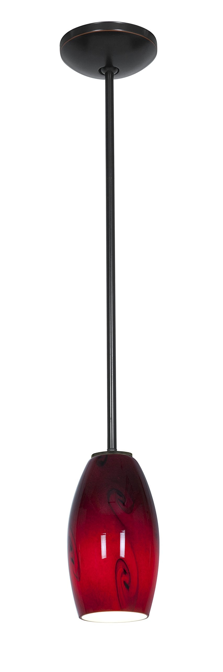 Merlot Glass Pendant - Rods - Oil Rubbed Bronze Finish - Red Sky Glass Shade