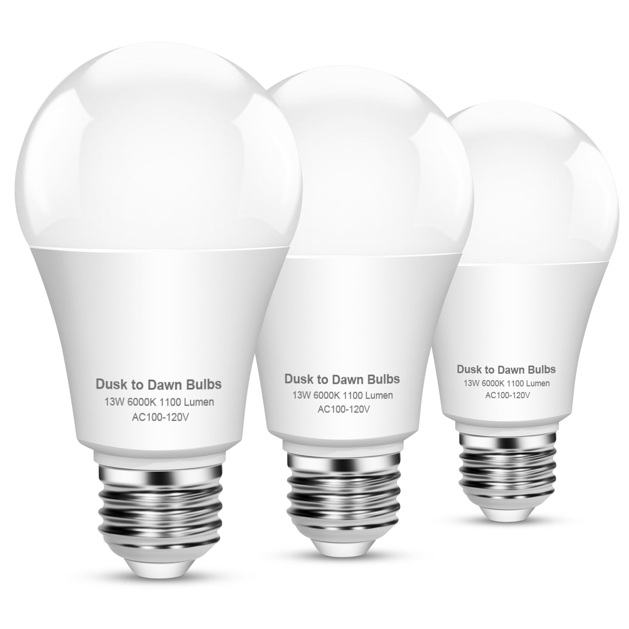 Ohlux Dusk To Dawn Outdoor Light Bulb, 13W 60W Equivalent Energy Saving A19 E26 Led Bulb, 5000K Cool White Smart Automatic On Of